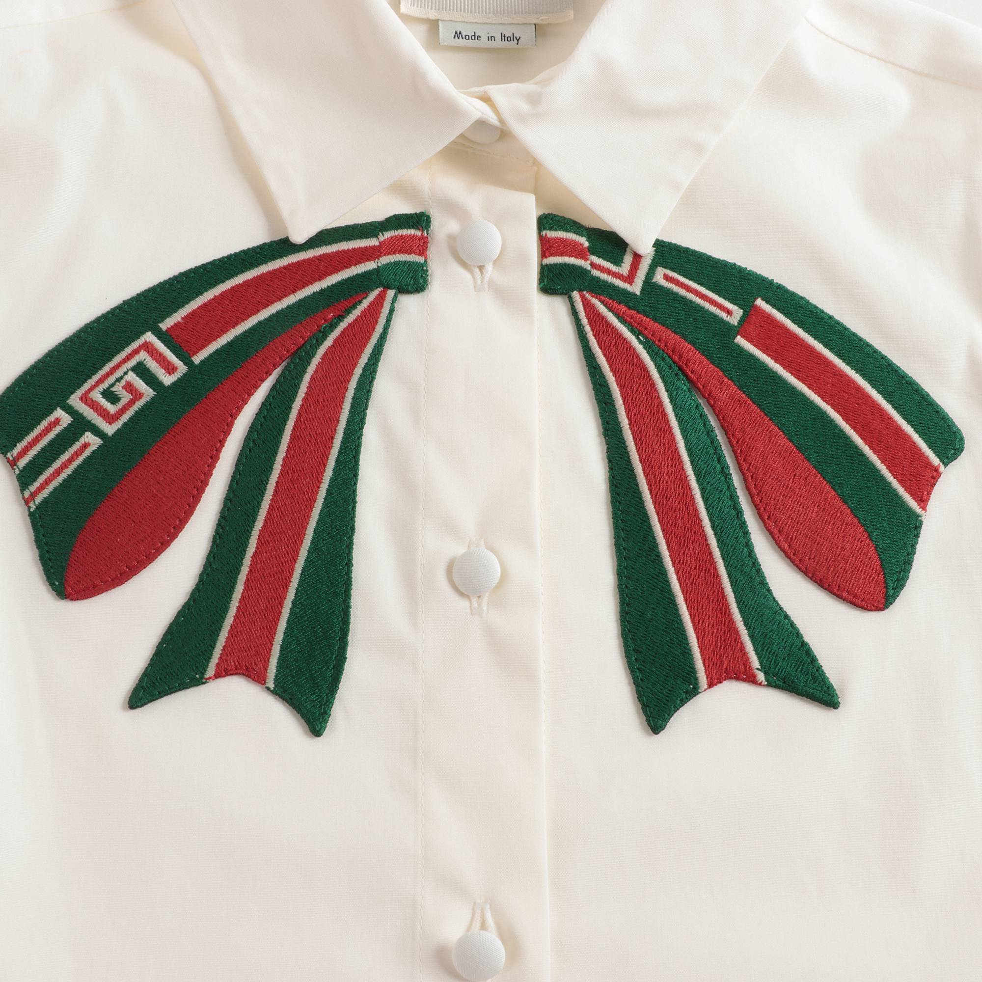 Girls Ivory Embroidered Cotton Shirt