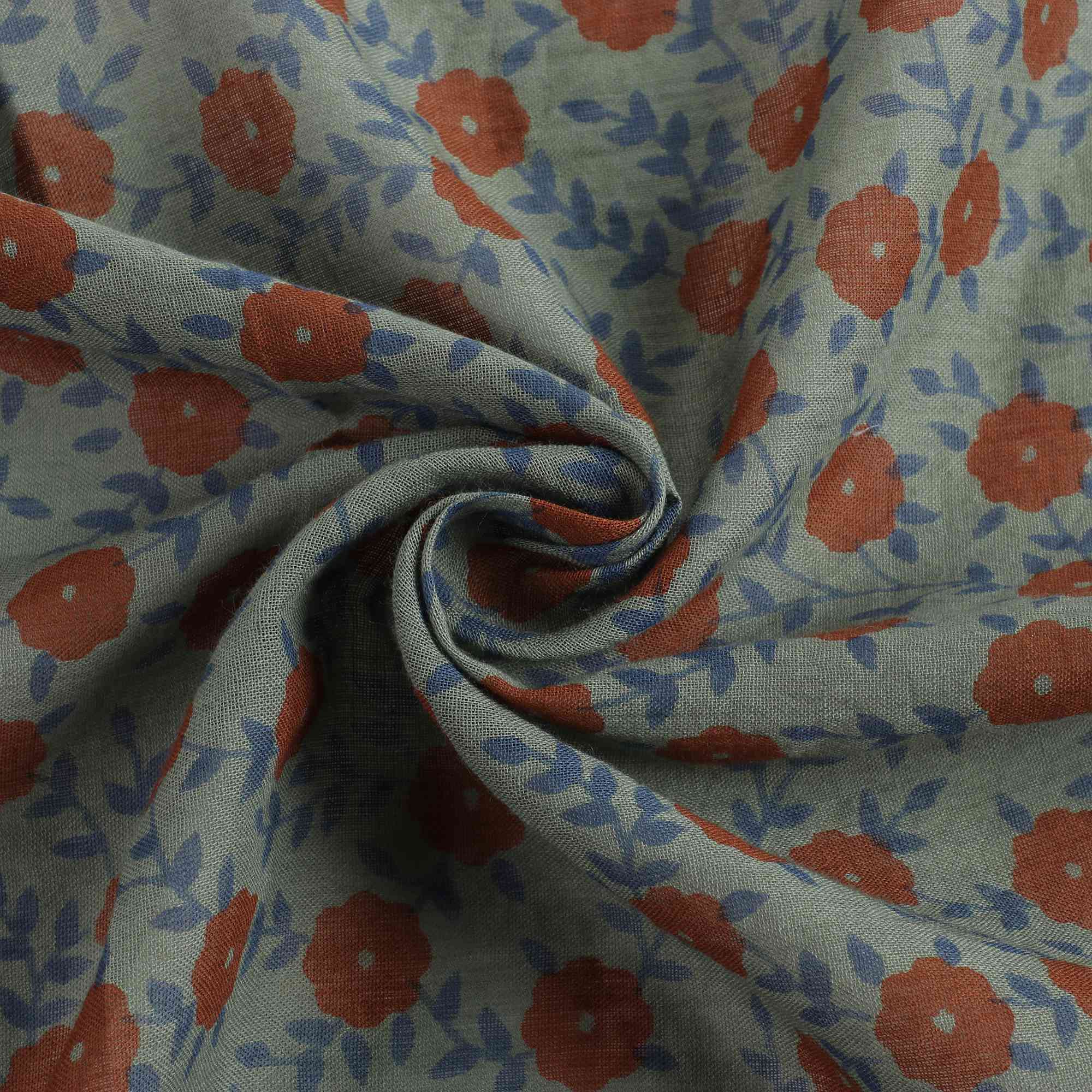 Girls Green Flowers Silk Scarf
