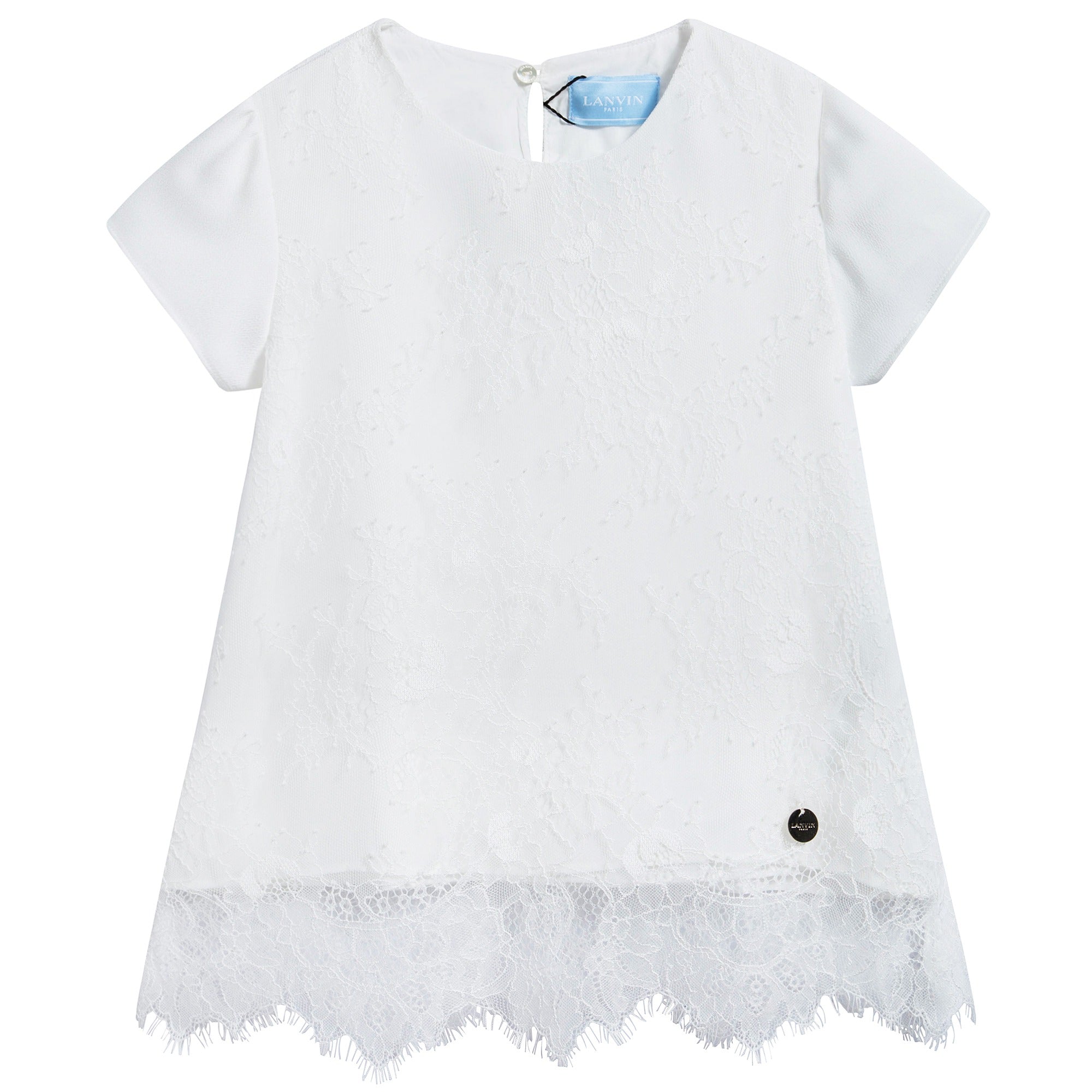 Girls White Lace T-shirt