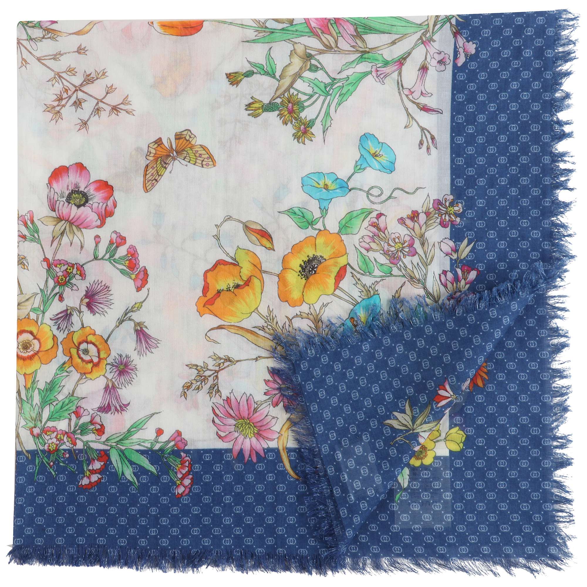 Girls Ivory & Blue "80X80CM" Scarves