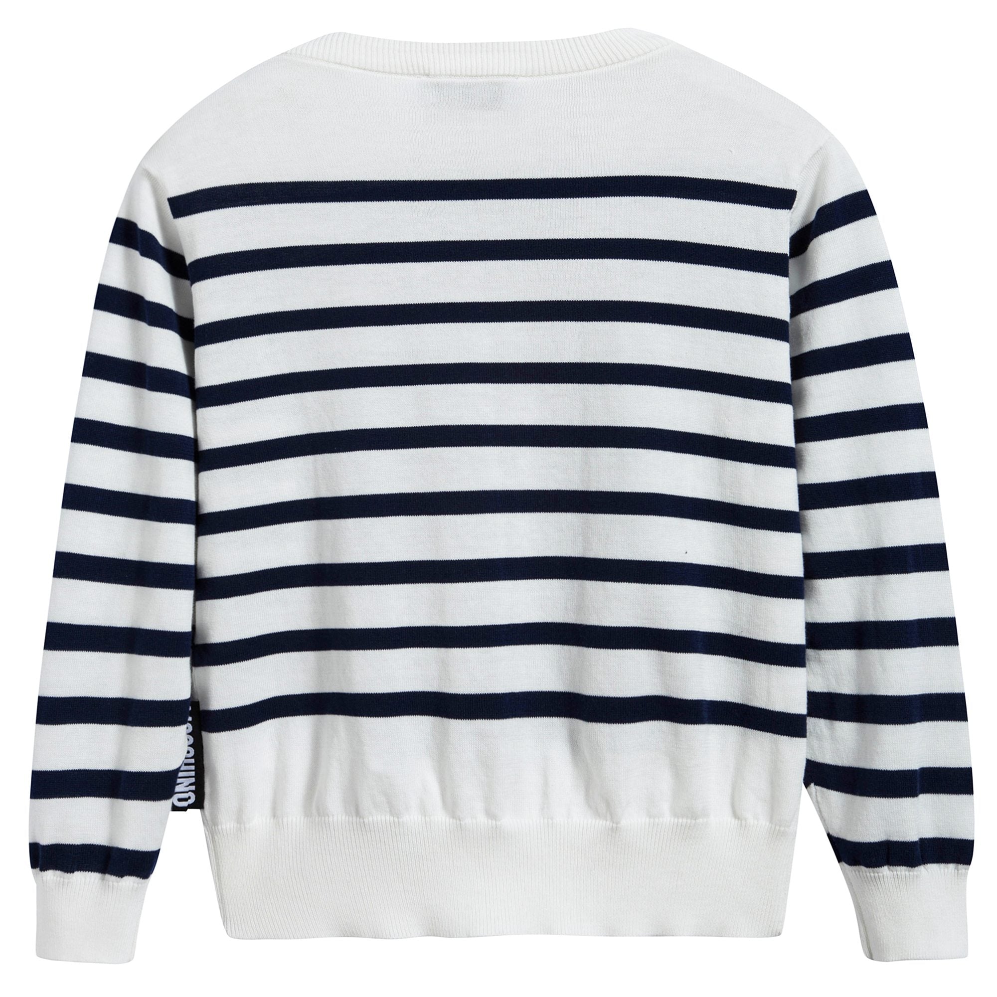 Girls White & Blue Striped Cotton Sweater