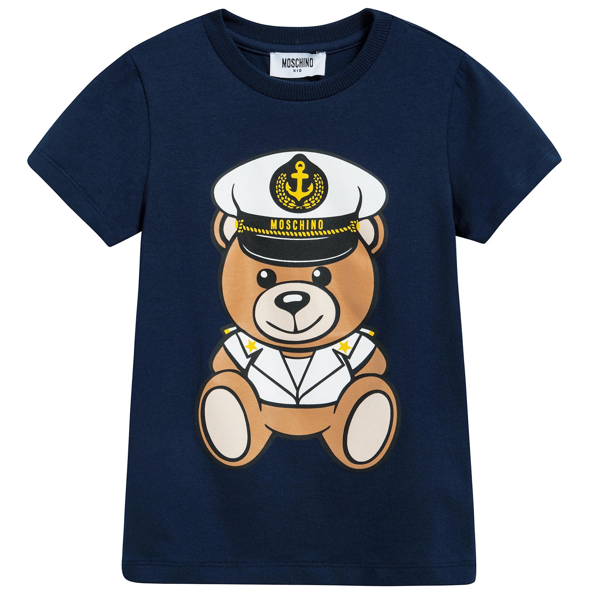 Girls Navy Blue Cotton Teddy Bear T-Shirt