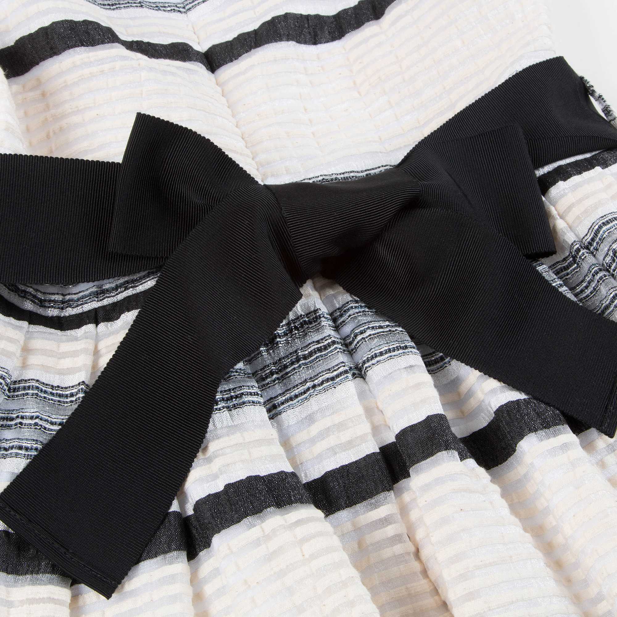 Girls White & Black Stripes Dress