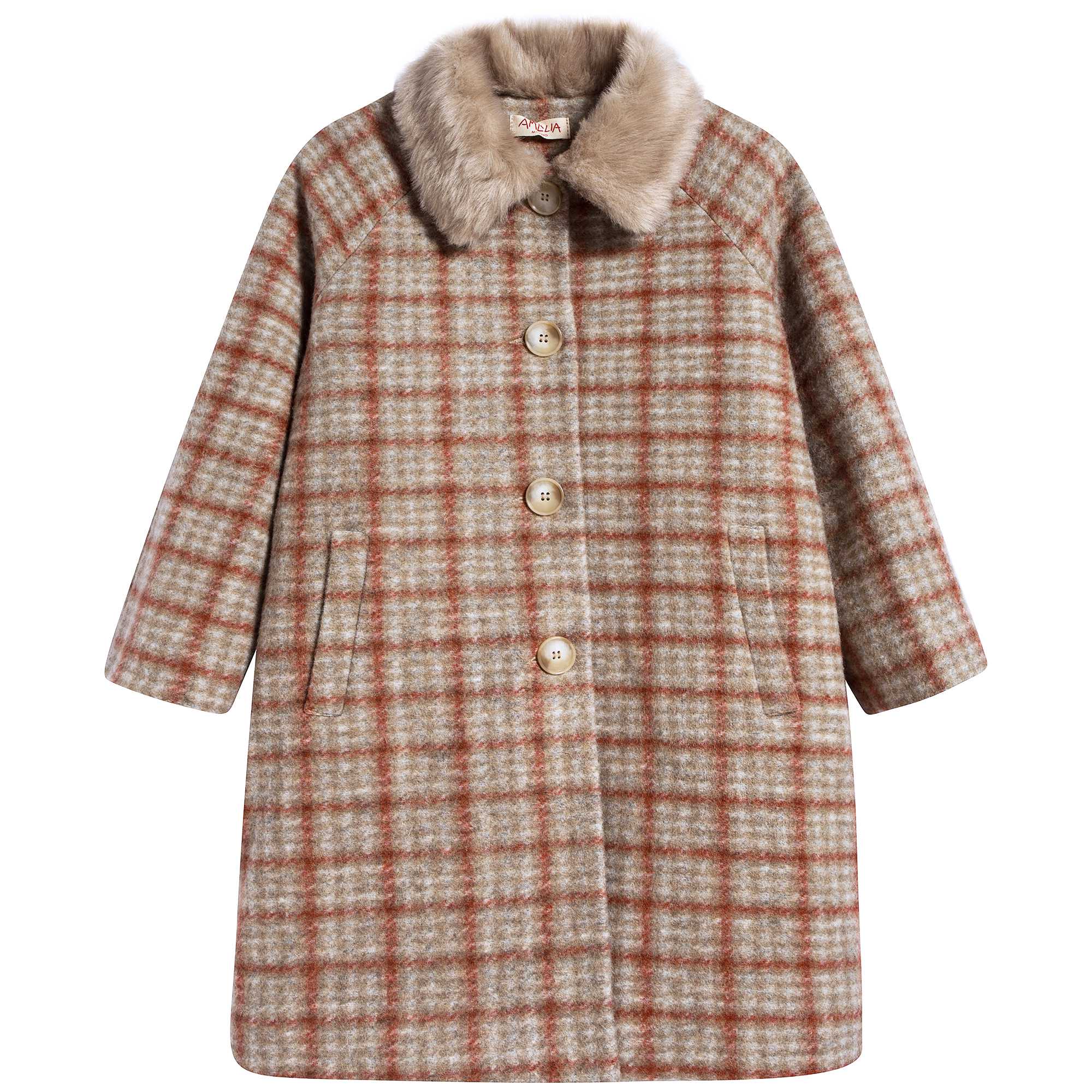 Girls Check Overcoat