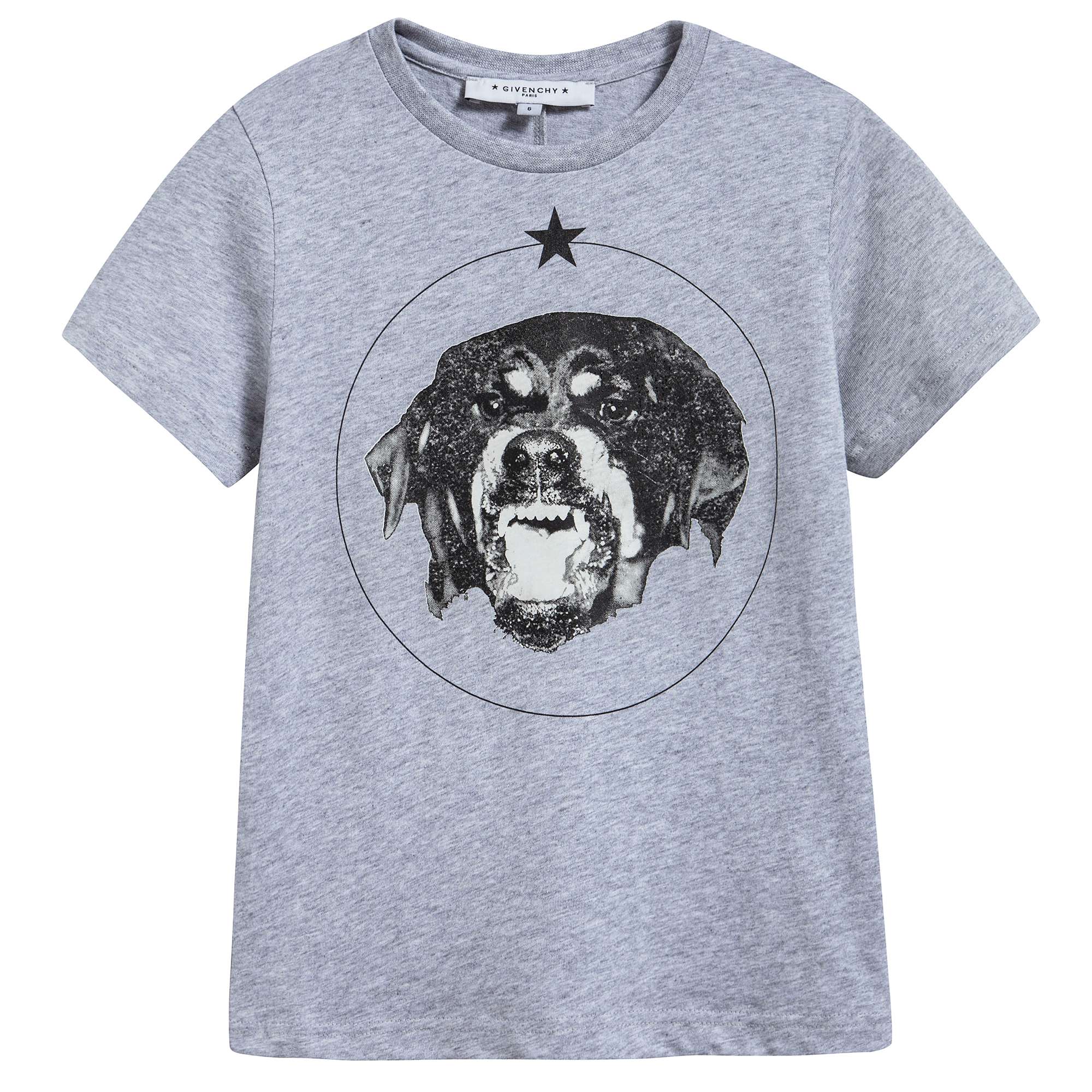 Boys Grey Dog Printed Cotton  T-shirt