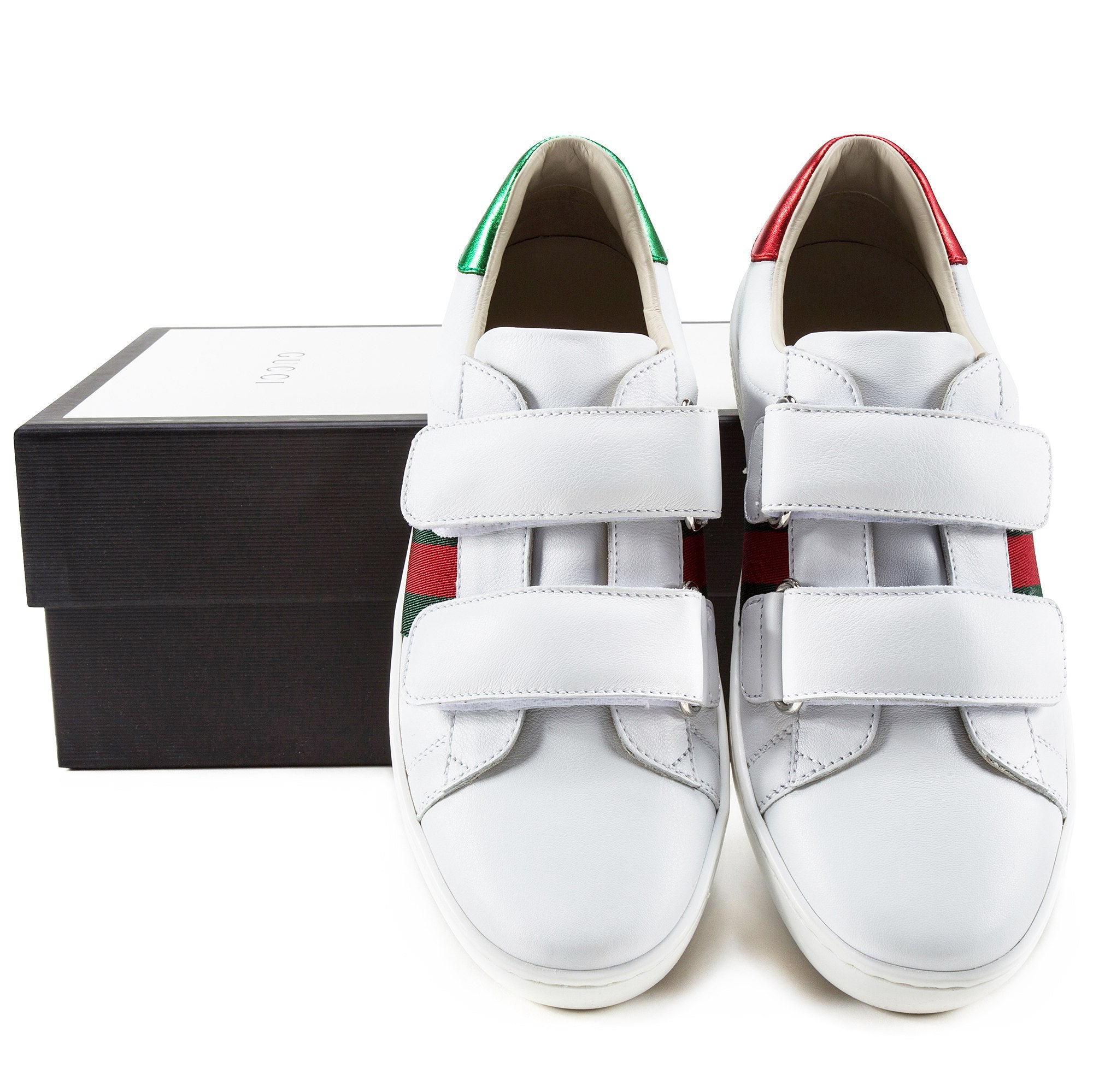 Girls & Boys White Velcro Leather Board Shoes