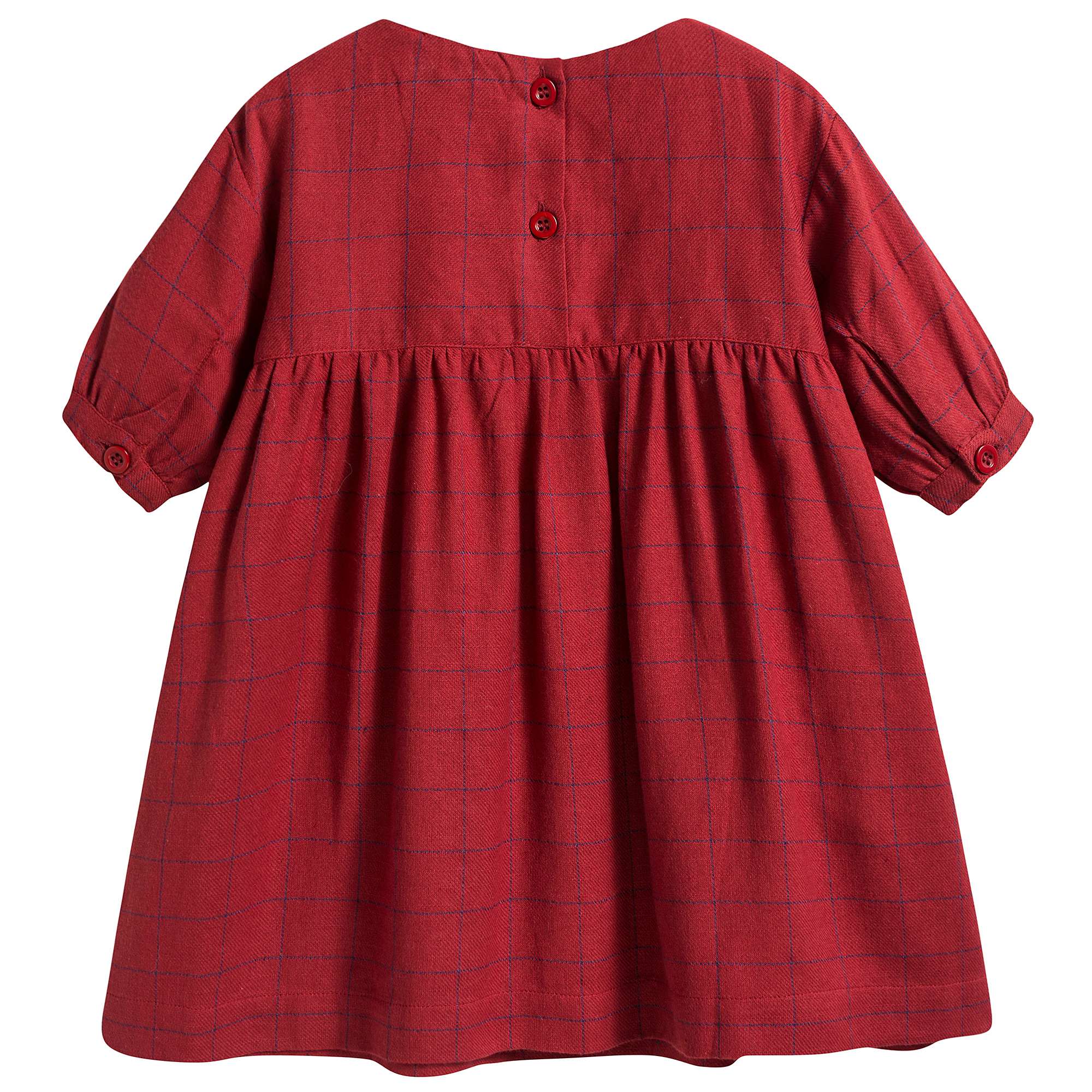 Girls Red Check Cotton Dress