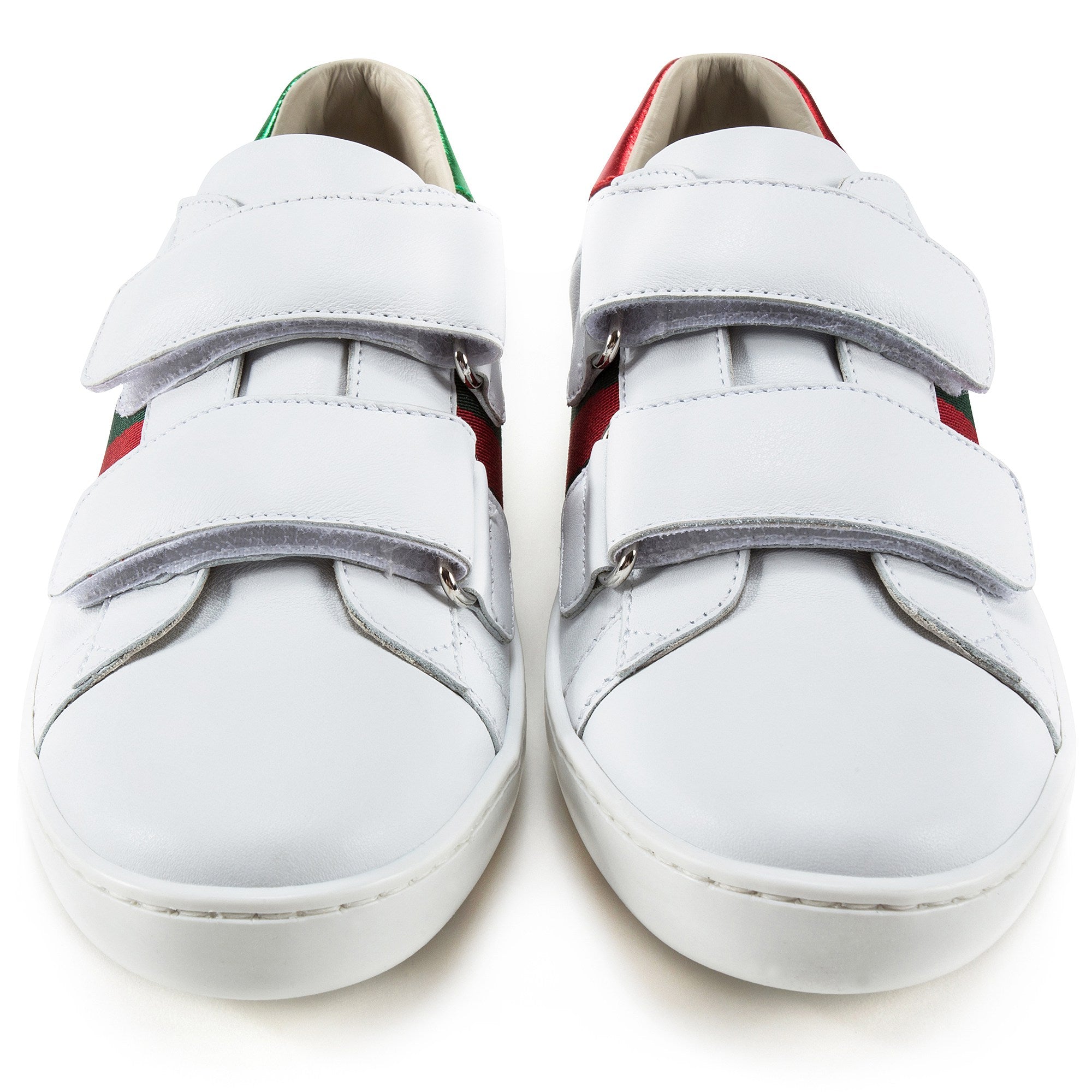Girls & Boys White Velcro Leather Board Shoes