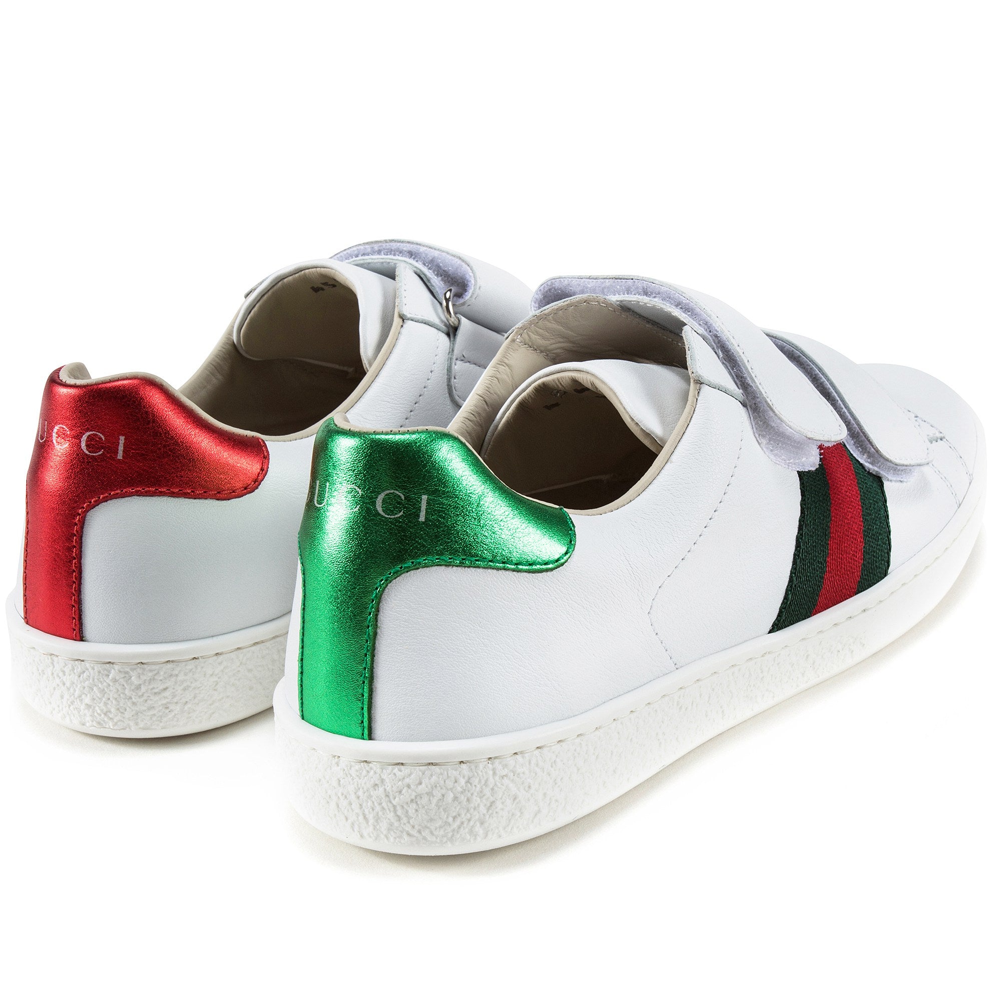 Girls & Boys White Velcro Leather Board Shoes