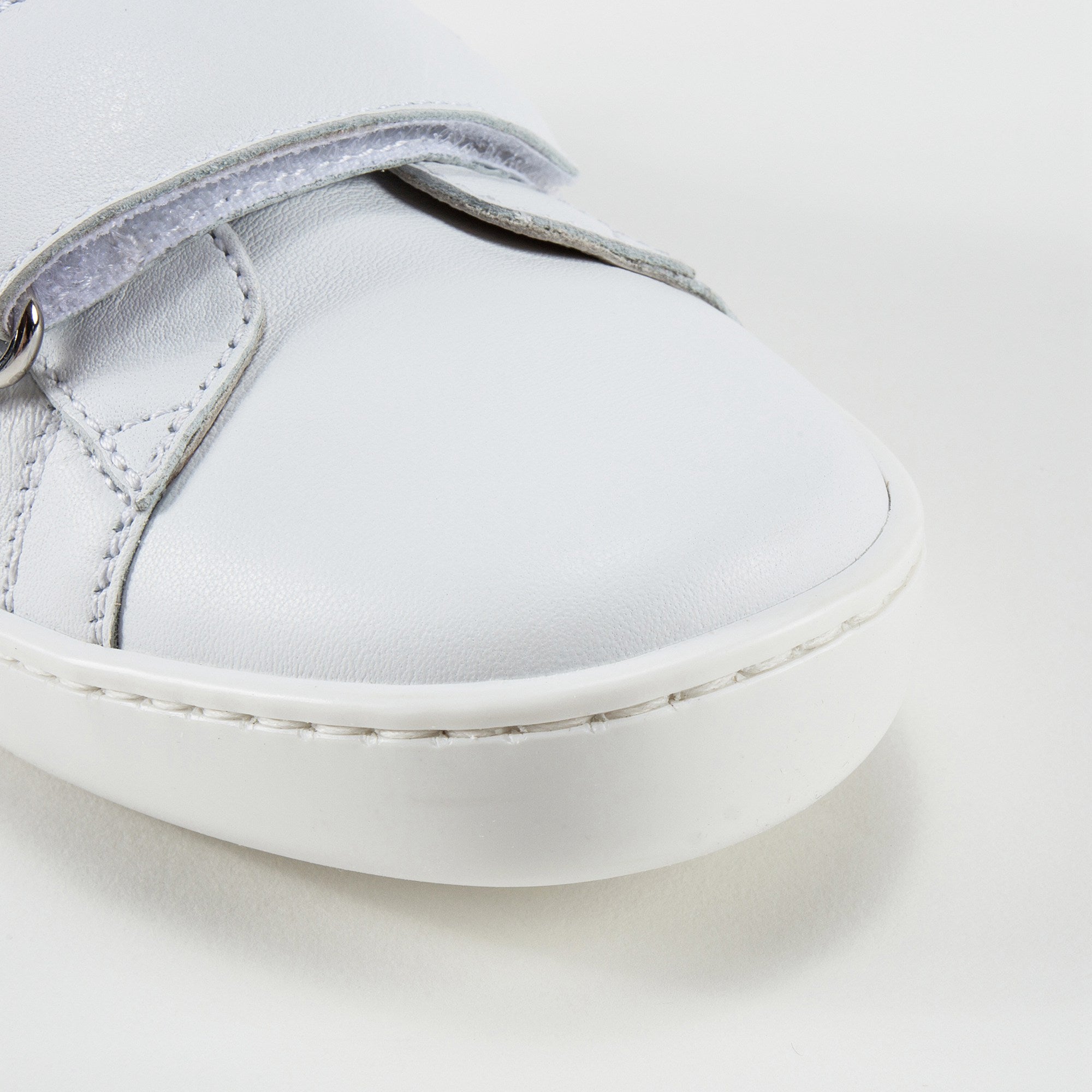Girls & Boys White Velcro Leather Board Shoes