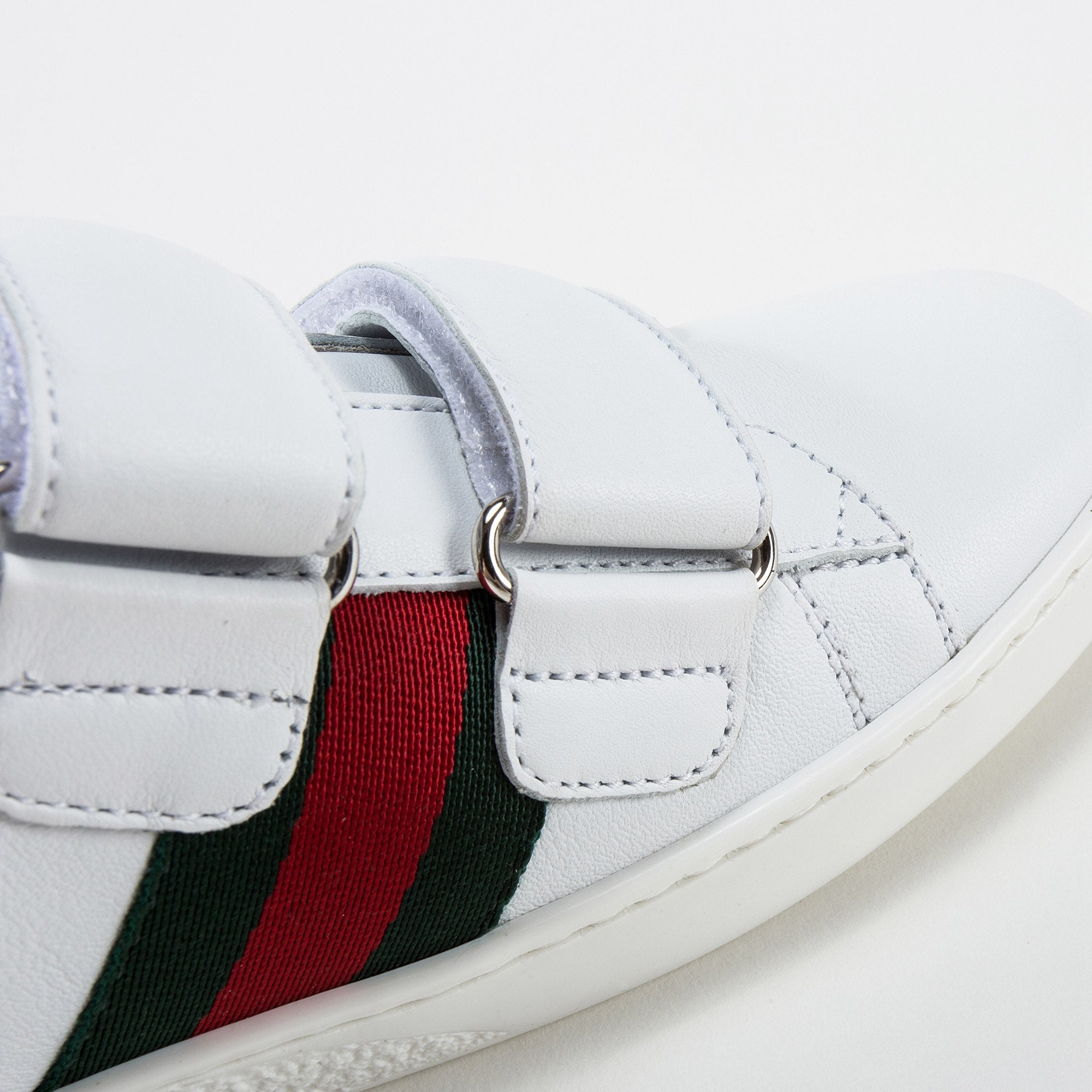 Girls & Boys White Velcro Leather Board Shoes
