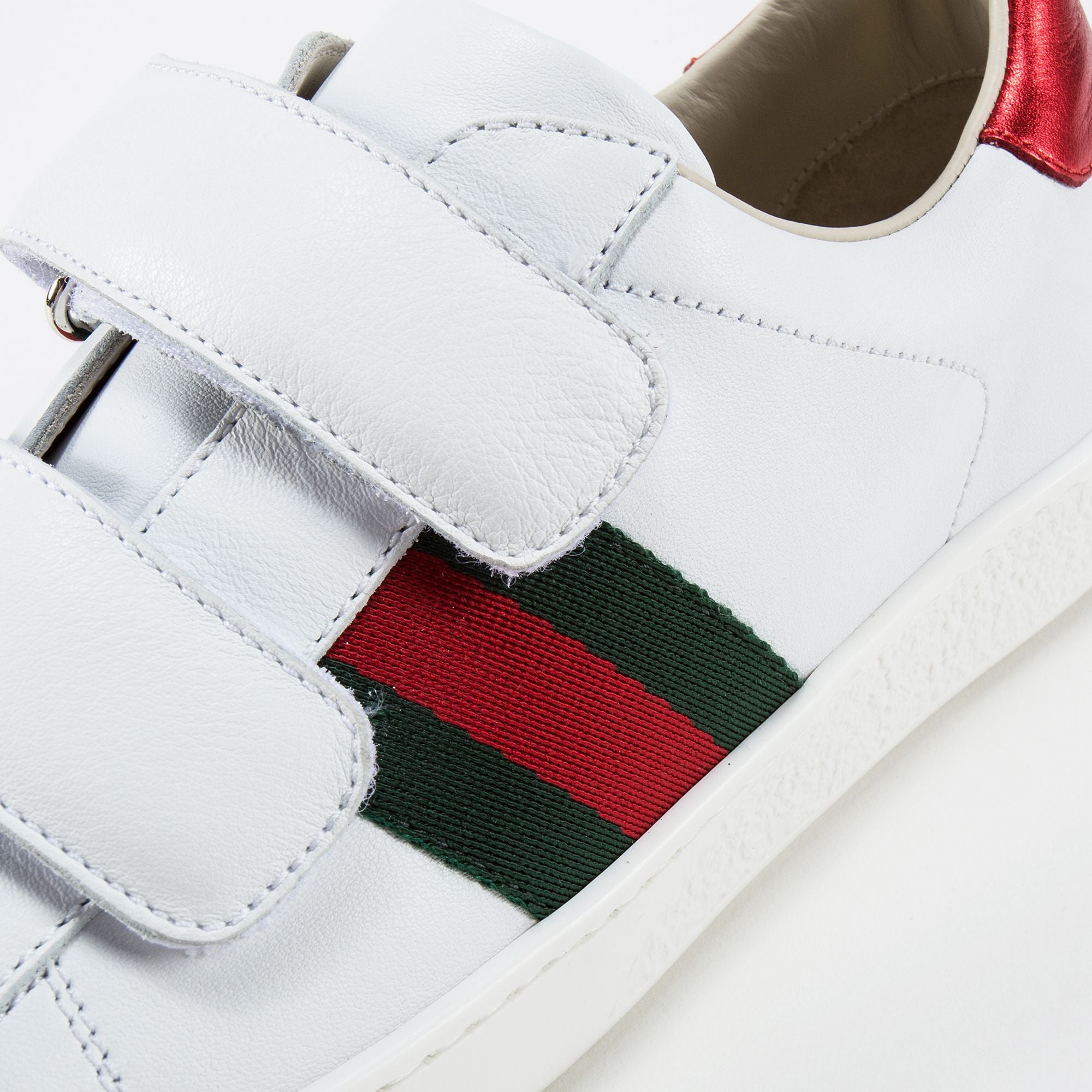 Girls & Boys White Velcro Leather Board Shoes