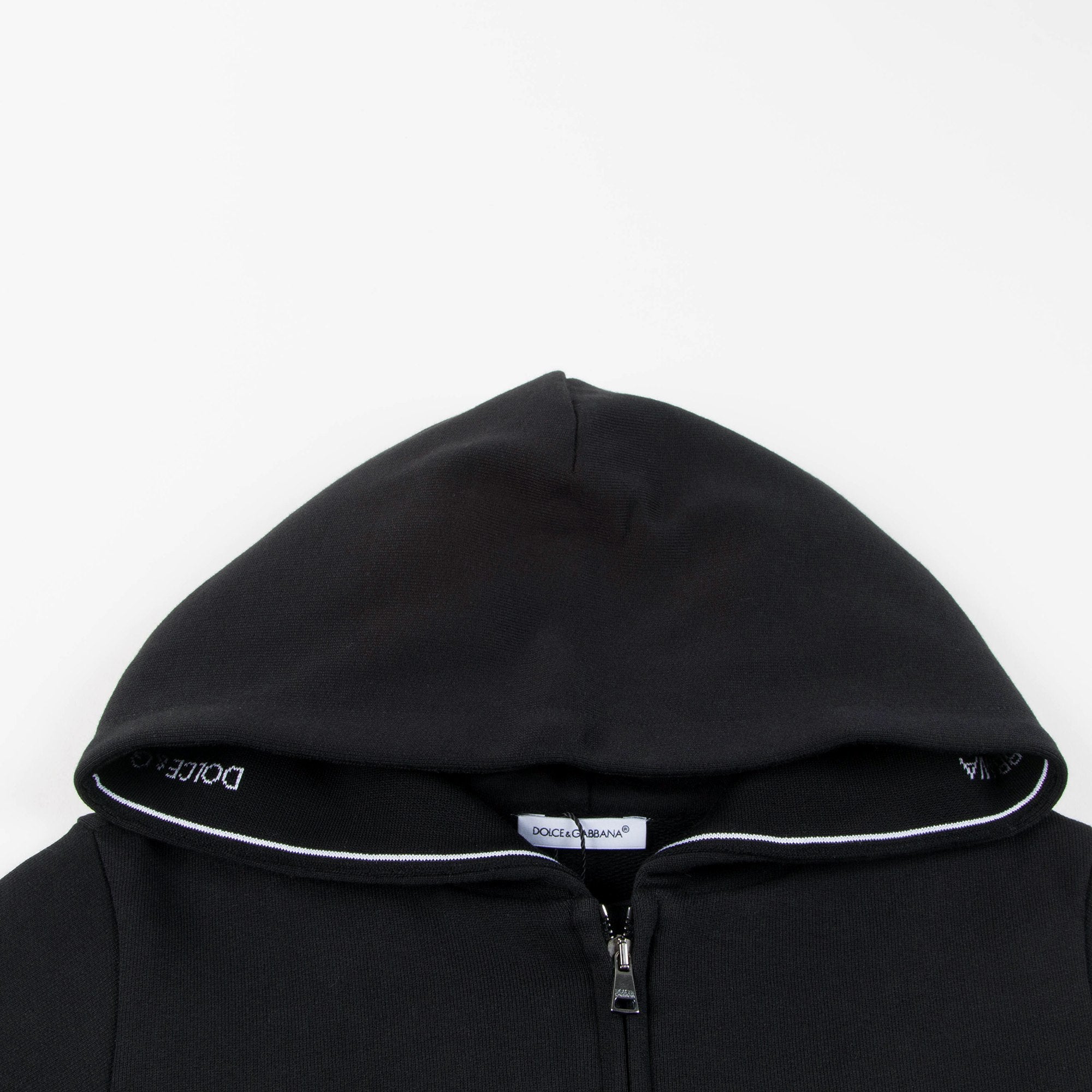 Girls Black Logo Cotton Zip-up Top