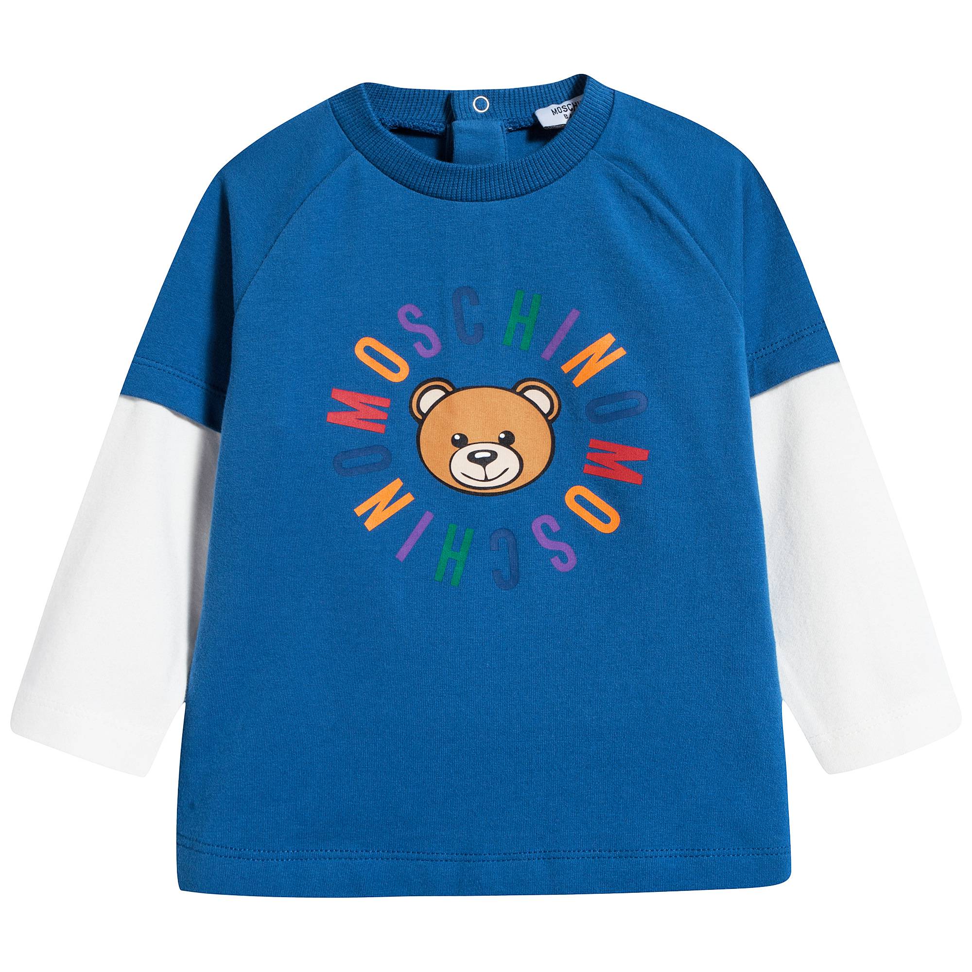 Baby Boys Blue Pink Cotton T-shirt