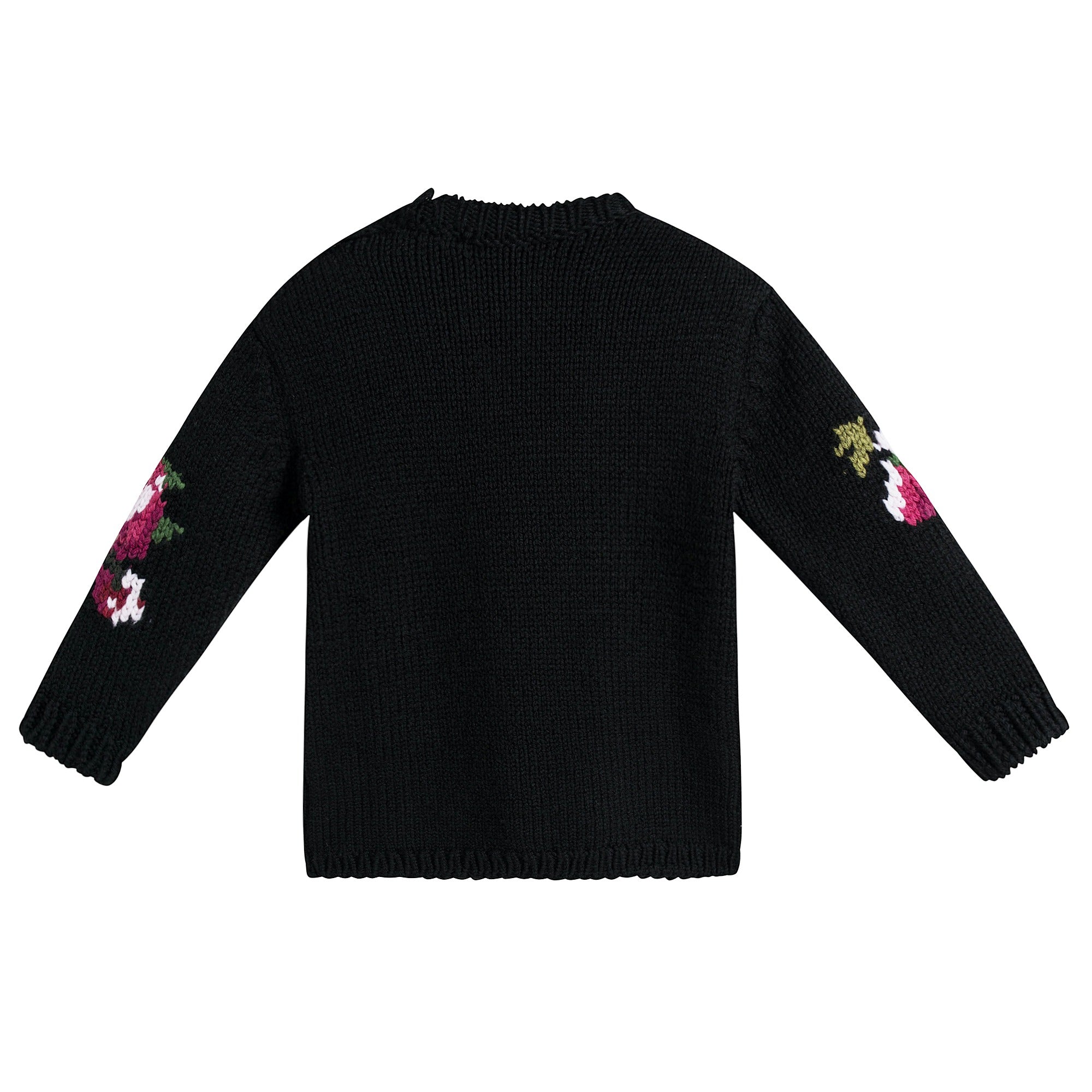 Baby Girls Black Flowers Printed Sweater