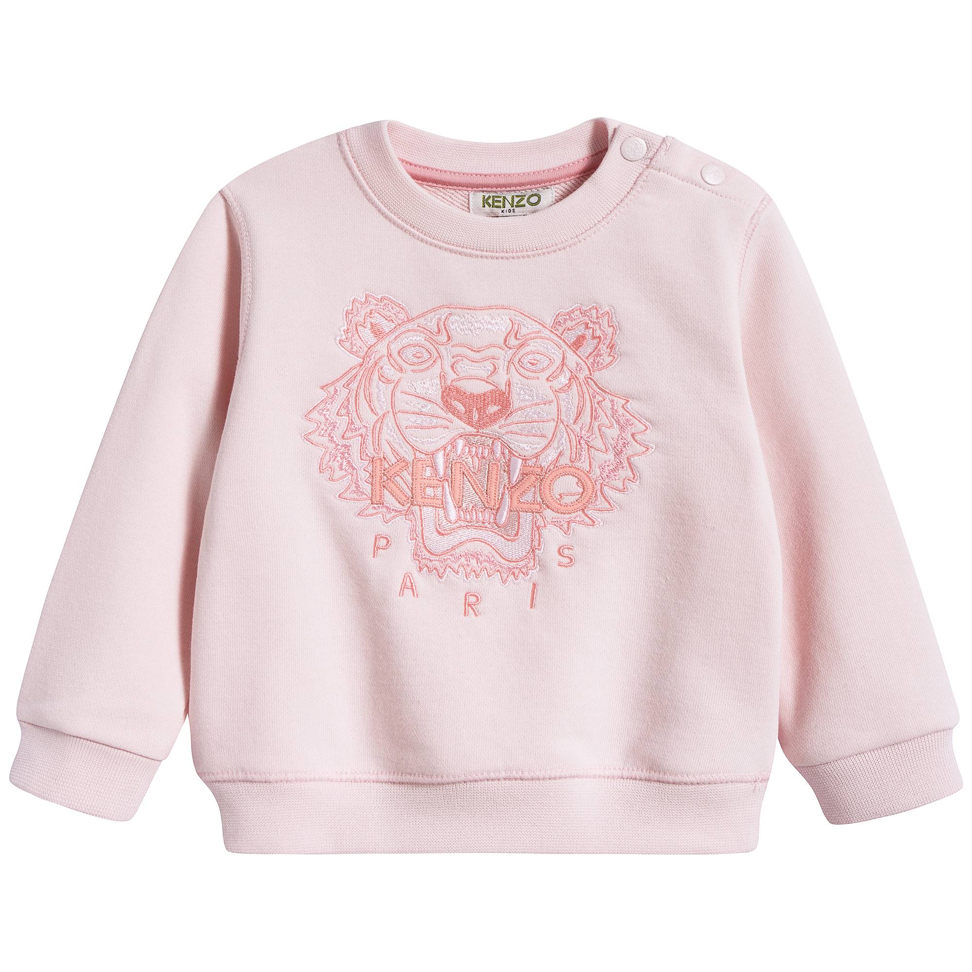 Baby Girls Light Pink Tiger Cotton Sweatshirt