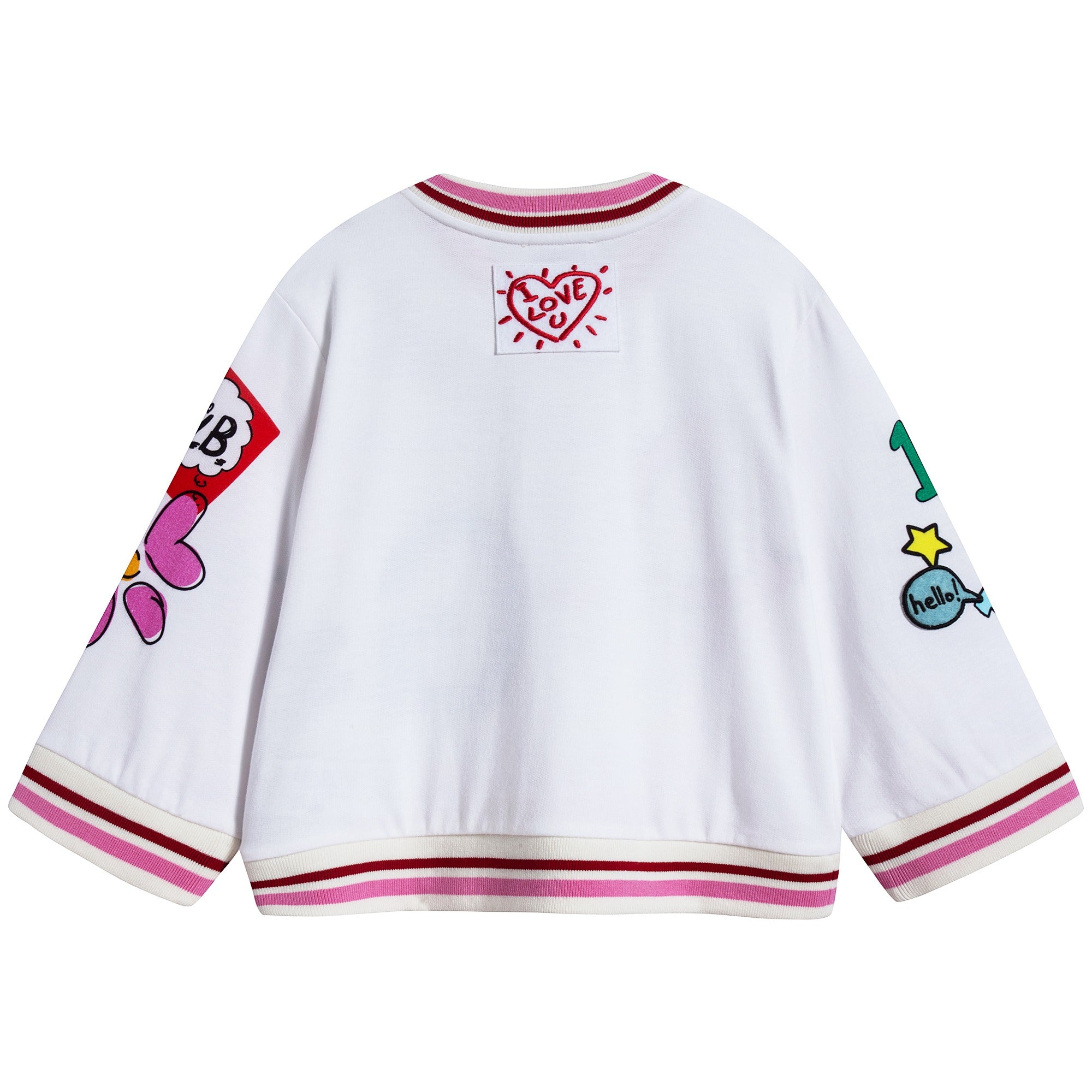 Girls White "DG" Cotton Sweatshirt