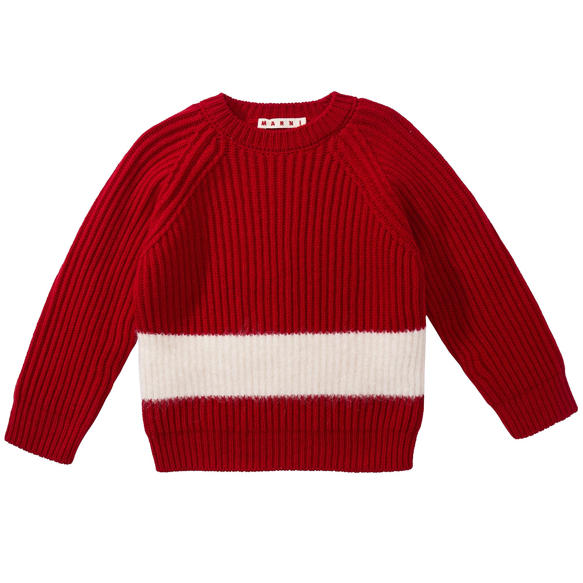 Girls Red & White Wool Sweater