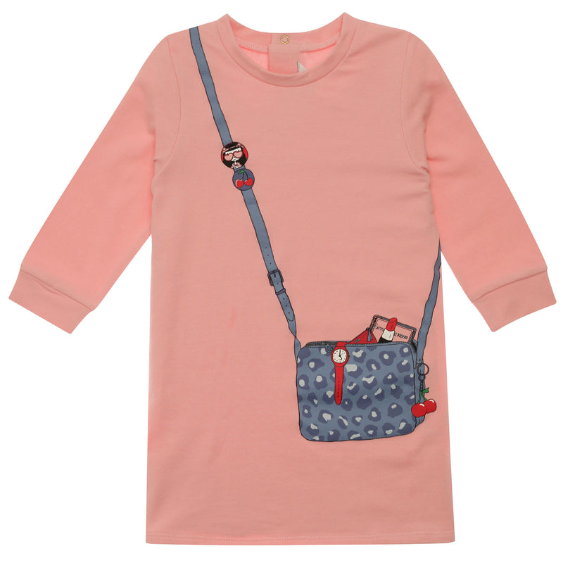 Baby Girls Pink Bag Printed Trims Dress - CÉMAROSE | Children's Fashion Store - 1