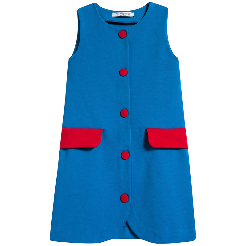 Girls Blue Bicolor Dress