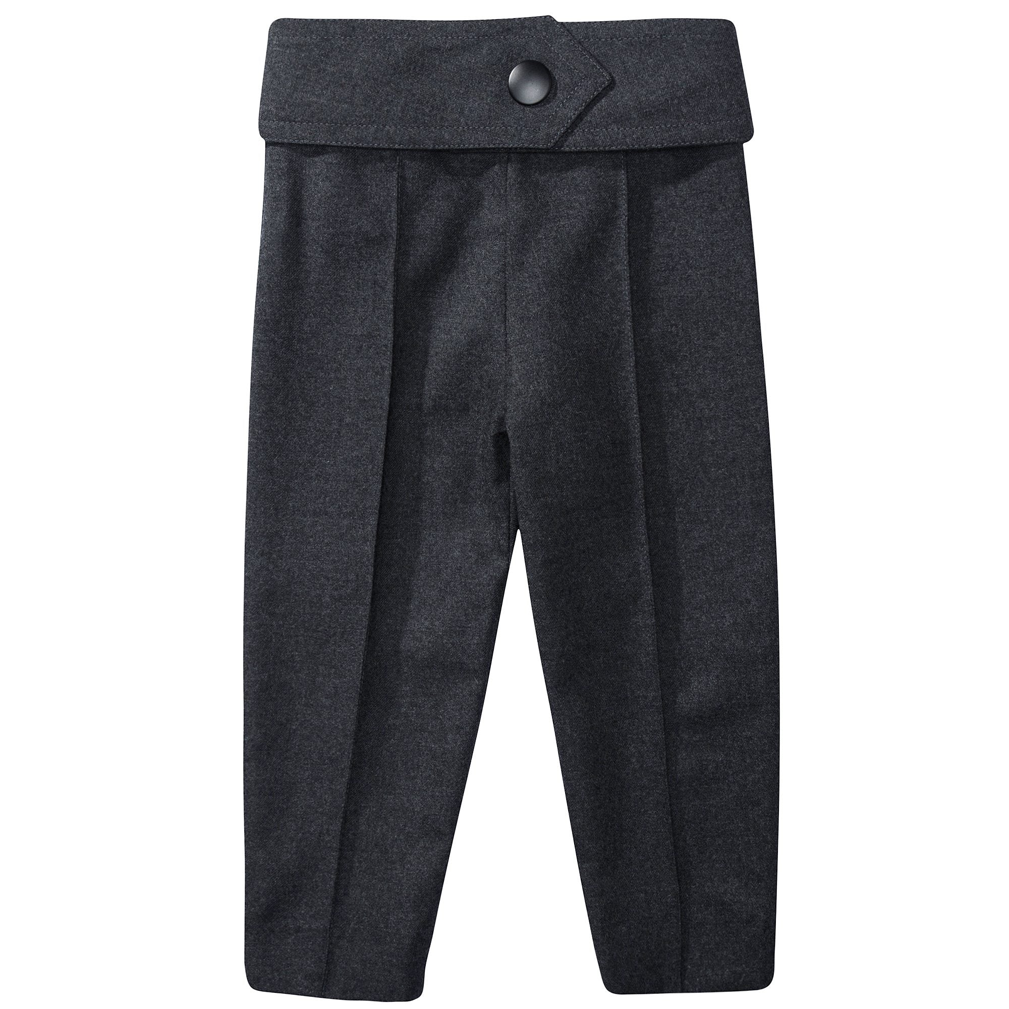 Girls Charcoal Gray Cotton  Trousers