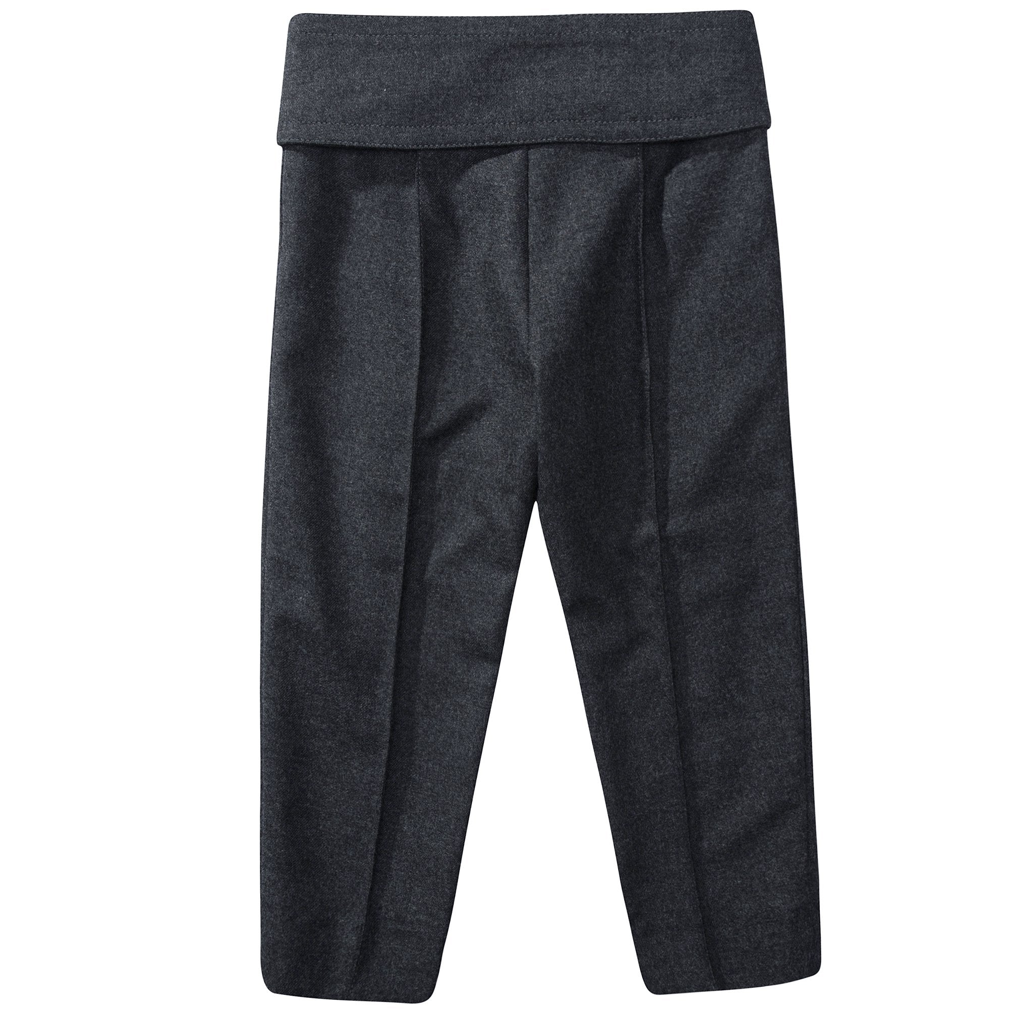 Girls Charcoal Gray Cotton  Trousers