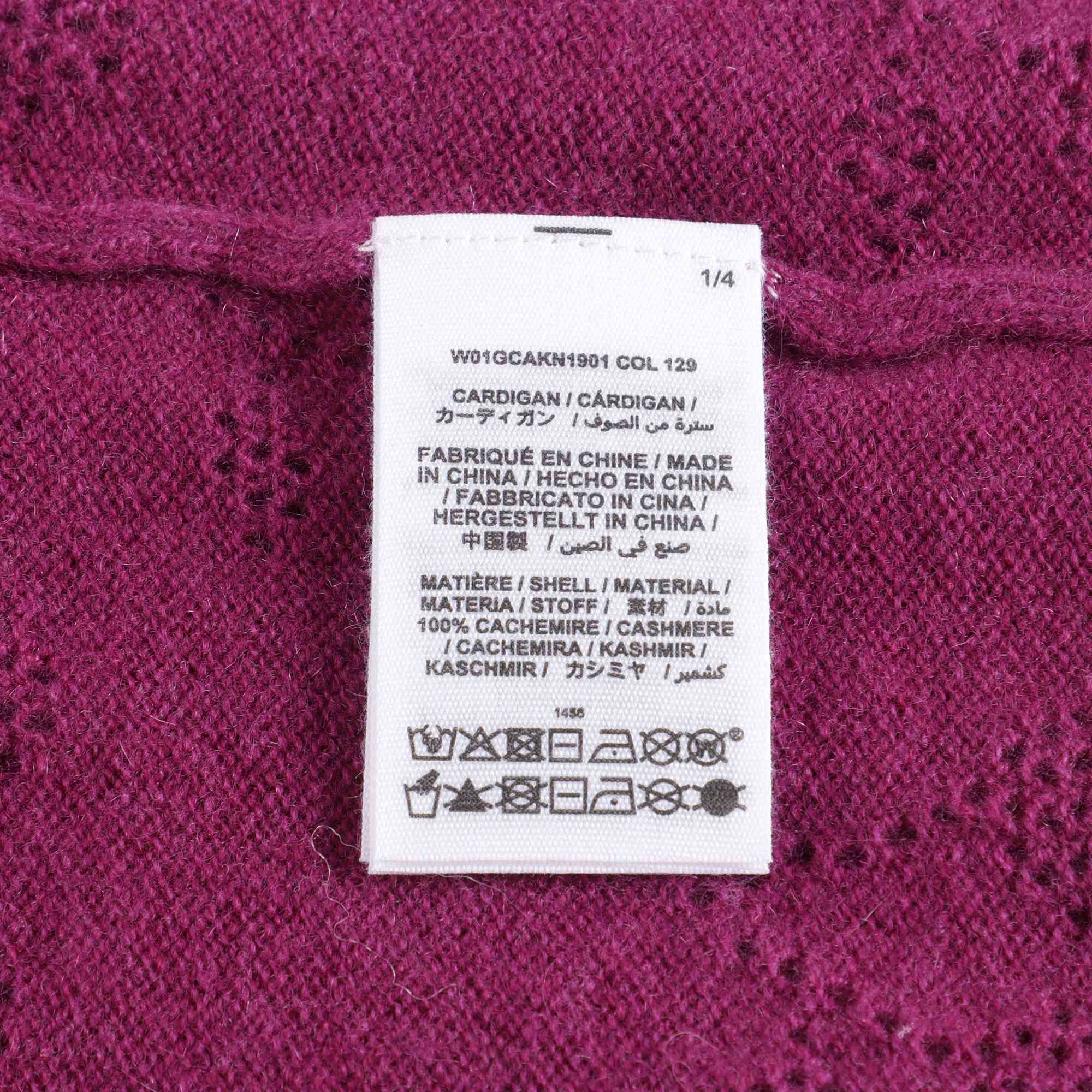 Girls Fuschia Logo Cashmere Cardigan