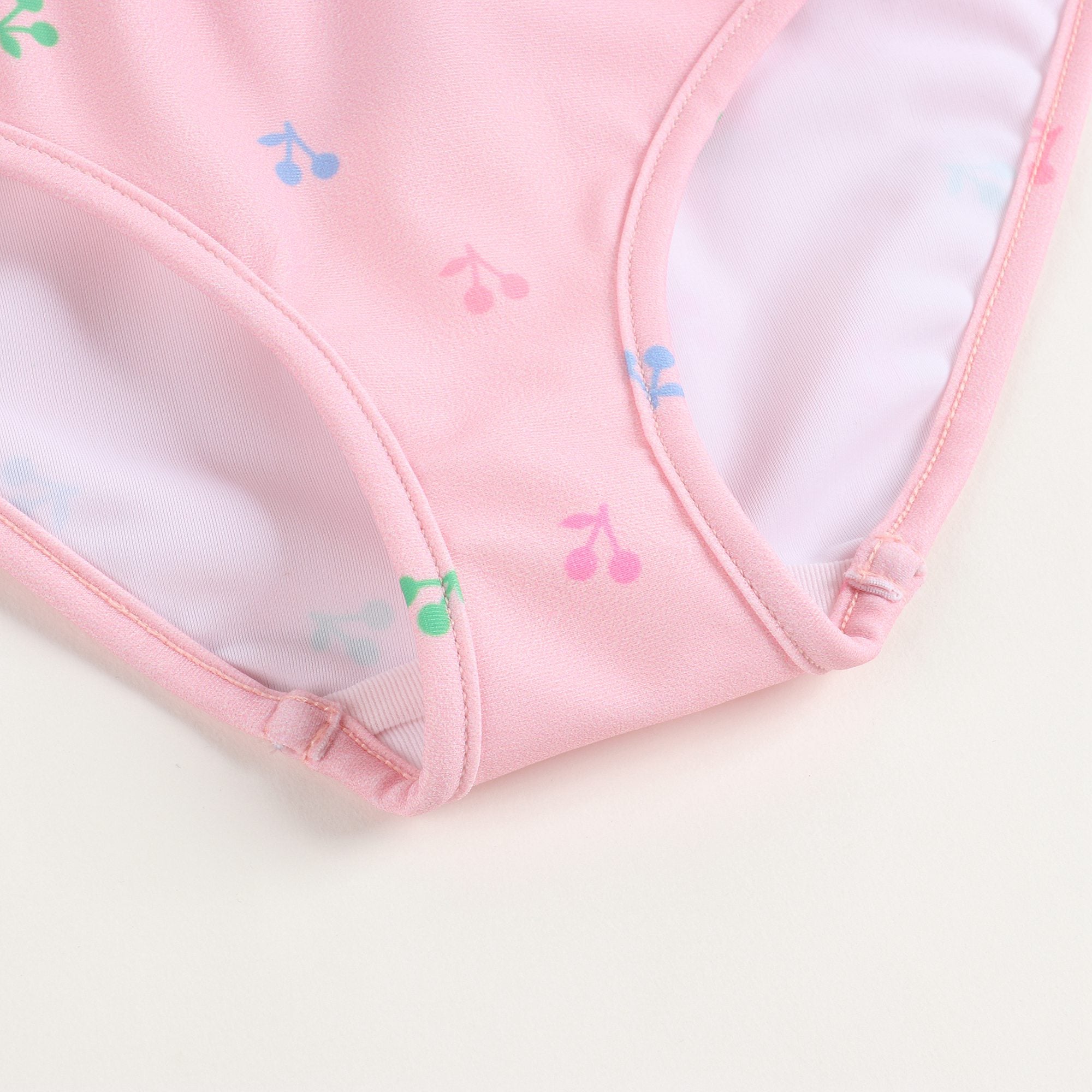 女童粉色碎花泳衣