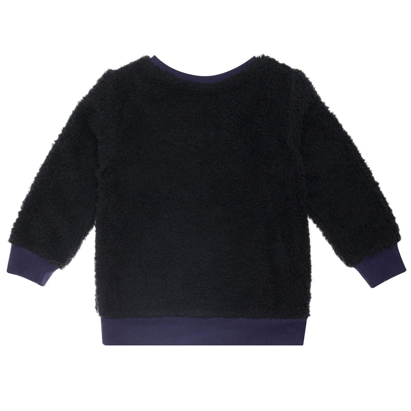 Girls Navy Blue Cherry Printed Fur Sweatshirt - CÉMAROSE | Children's Fashion Store - 2