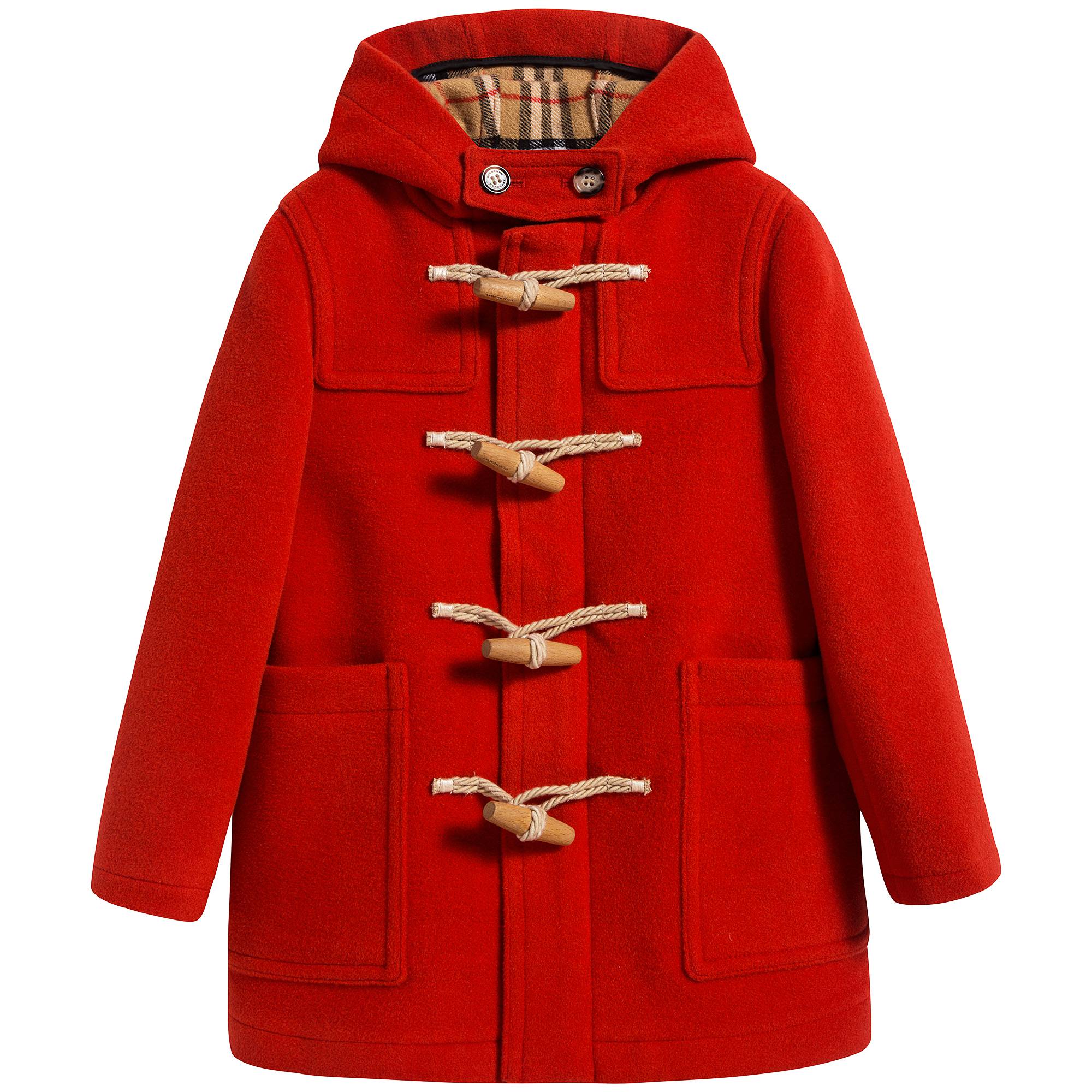 Girls Orange Red Wool Coat