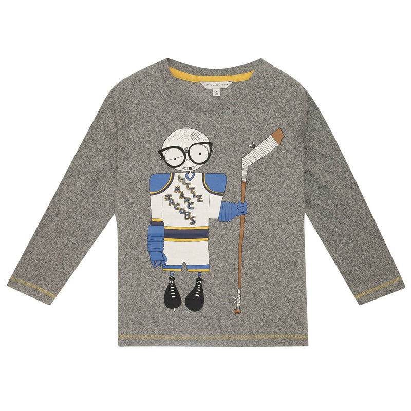 Boy Grey Fancy Printed Trims Cotton T-Shirt - CÉMAROSE | Children's Fashion Store - 1