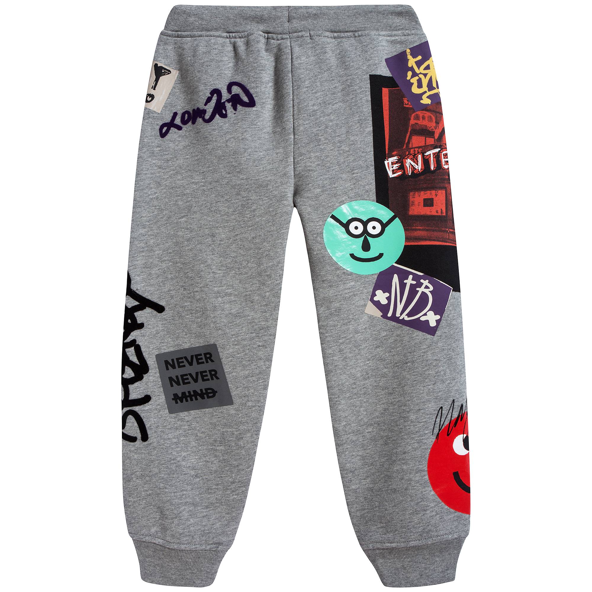 Girls Grey Melange Cotton Trousers