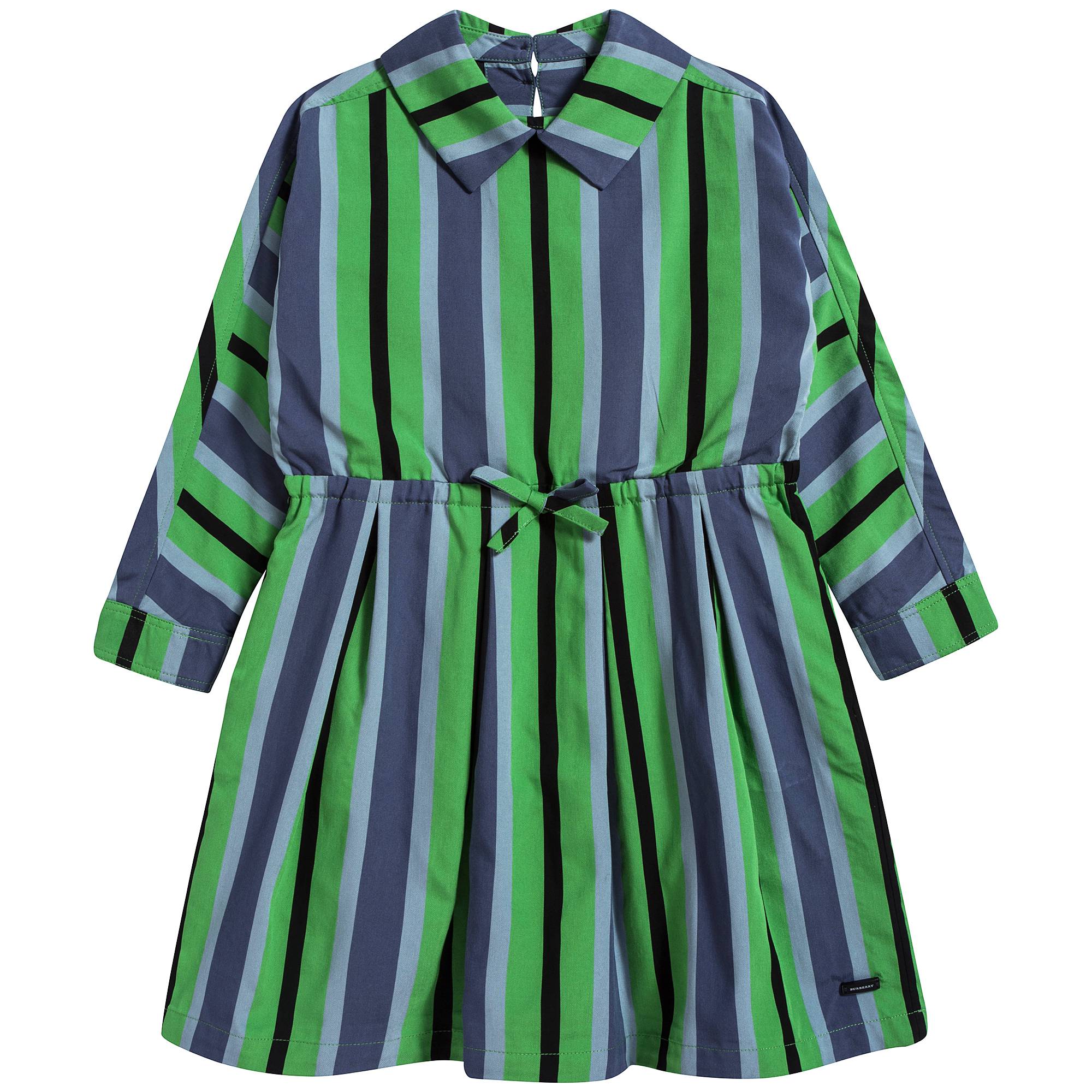 Girls Green Striped Dress