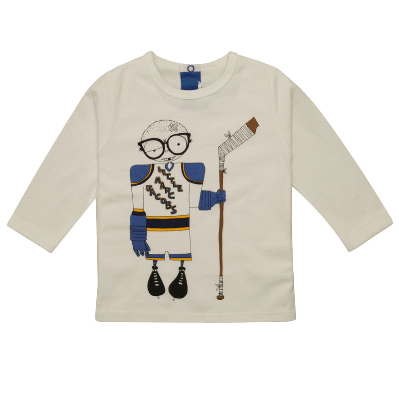 Baby Boys White Fancy Printed Trims Cotton T-Shirt - CÉMAROSE | Children's Fashion Store - 1