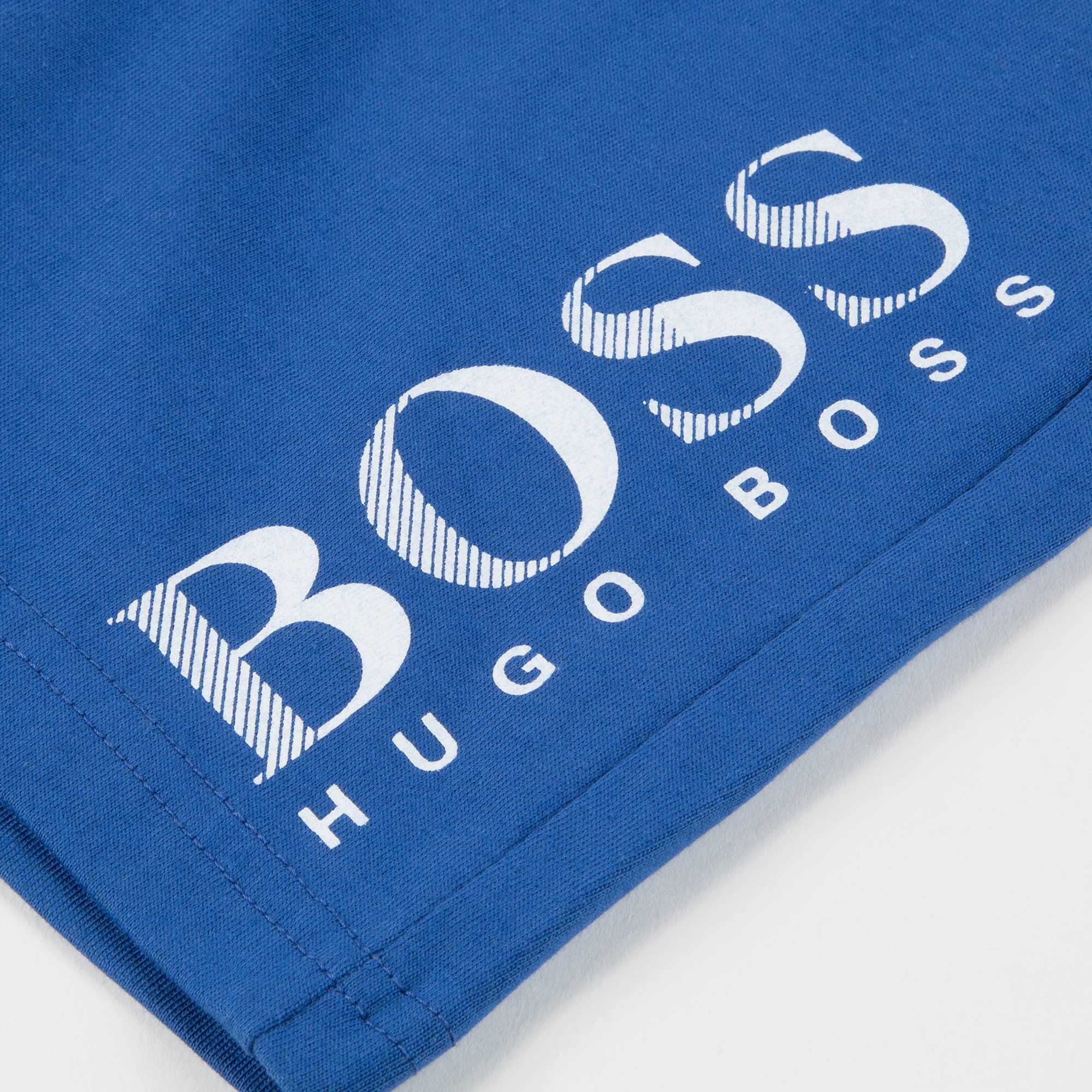 Boys White & Blue Logo Cotton Set
