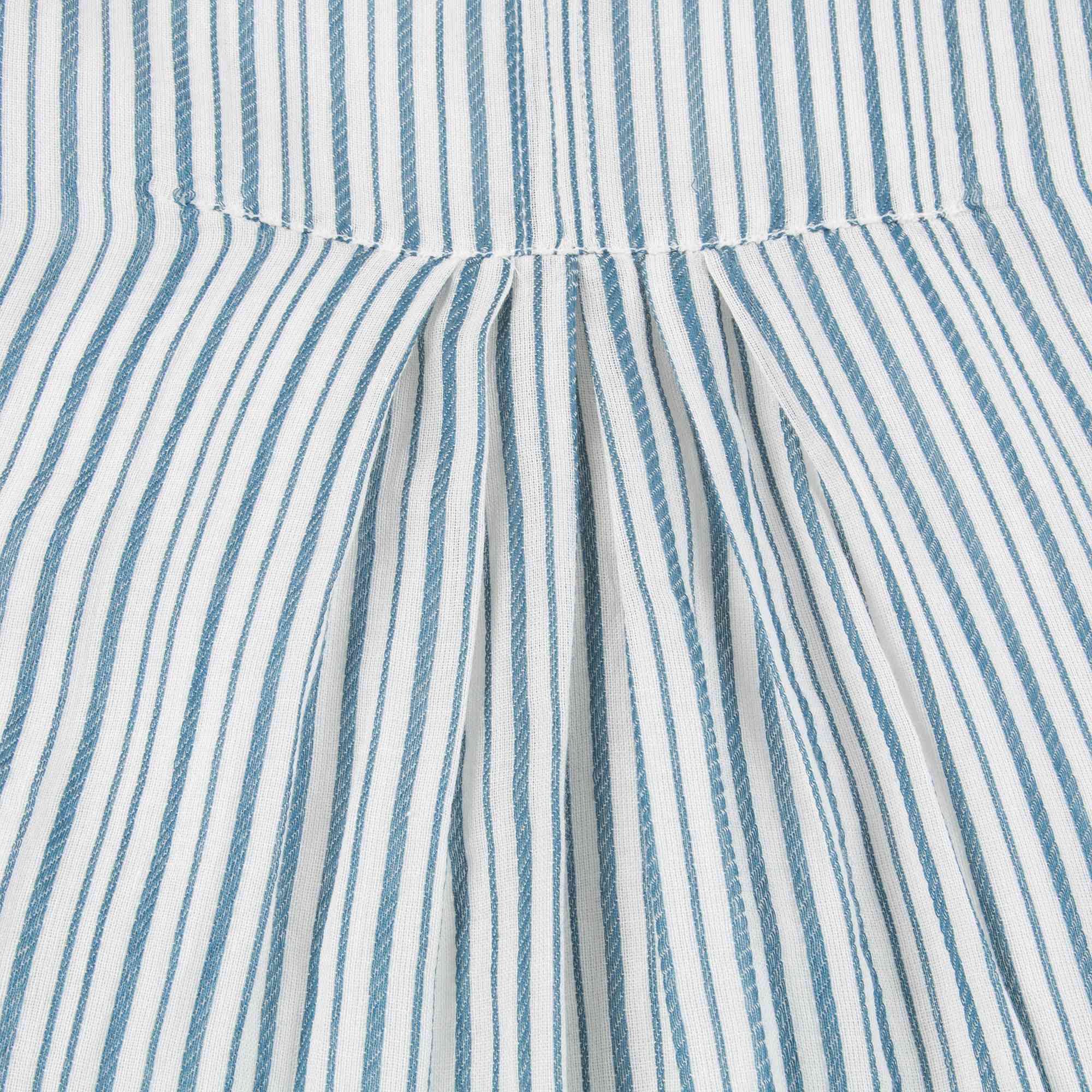 Girls Blue Stripe Cotton Woven Dress