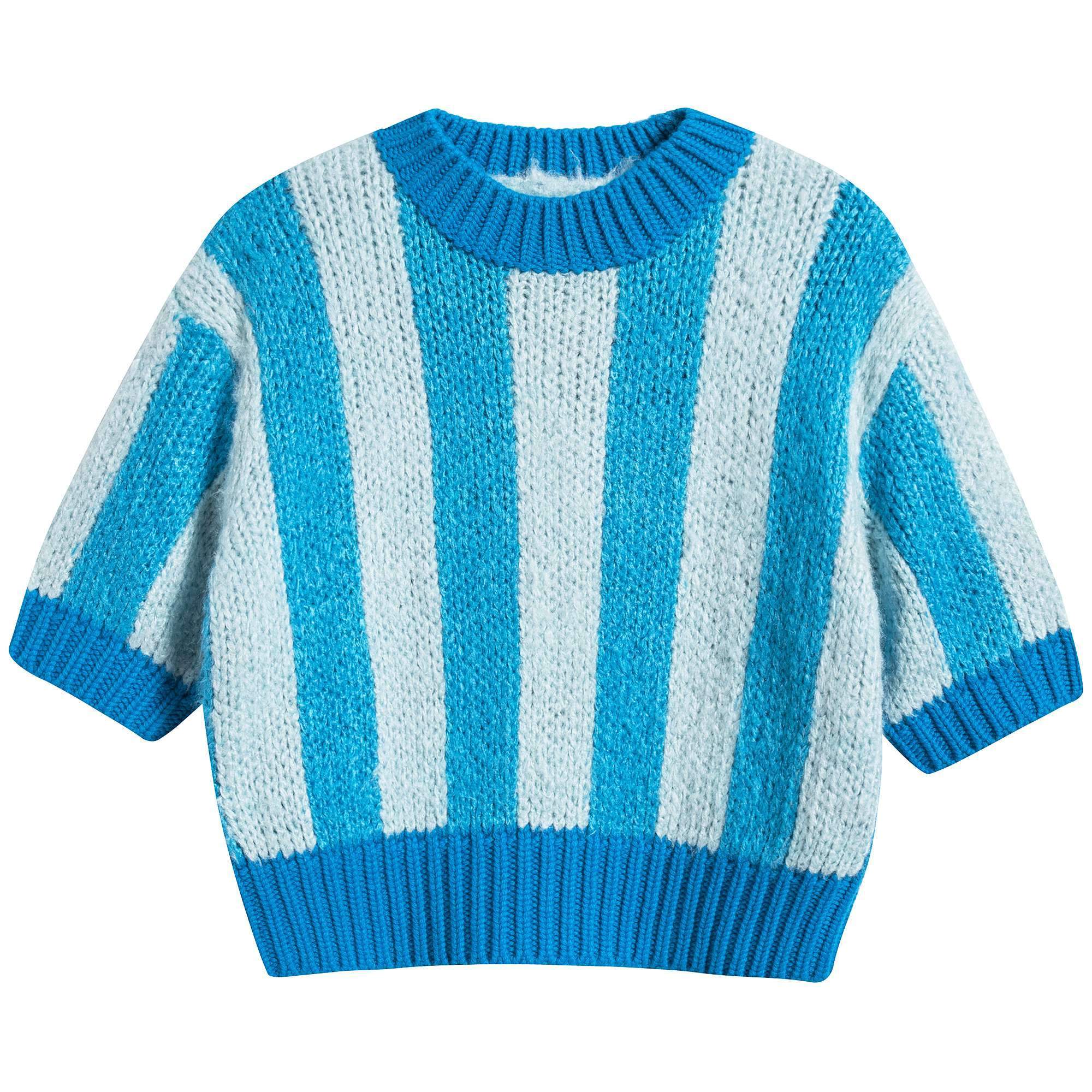 Girls Bright Blue Tussah Silk Sweater