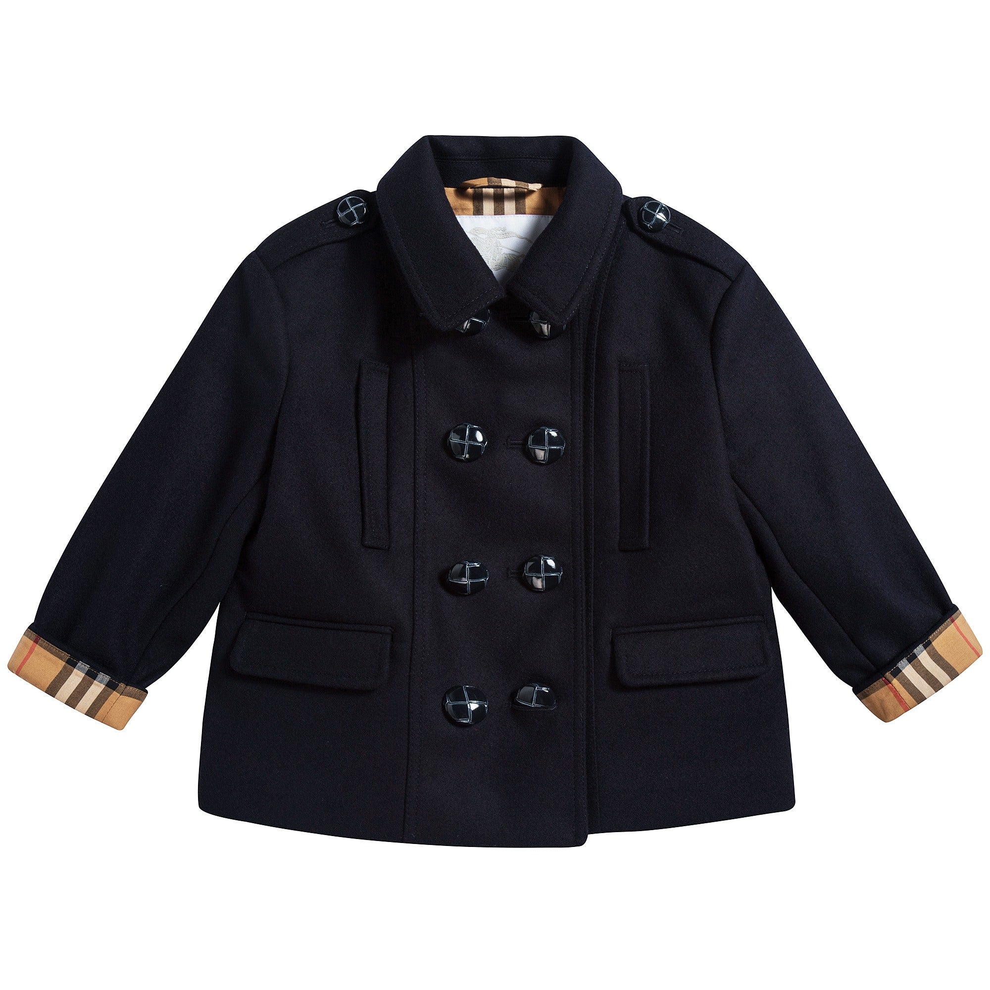 Baby Girls Navy Virgin Wool Coat