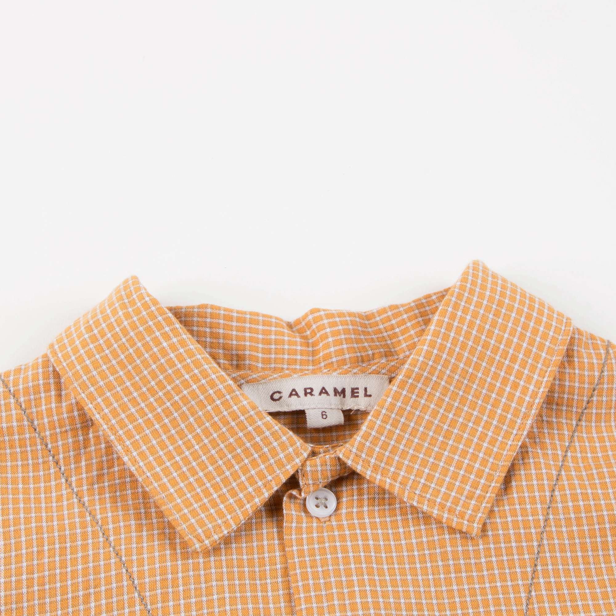 Boys Orange Microcheck Cotton Woven T-shirt