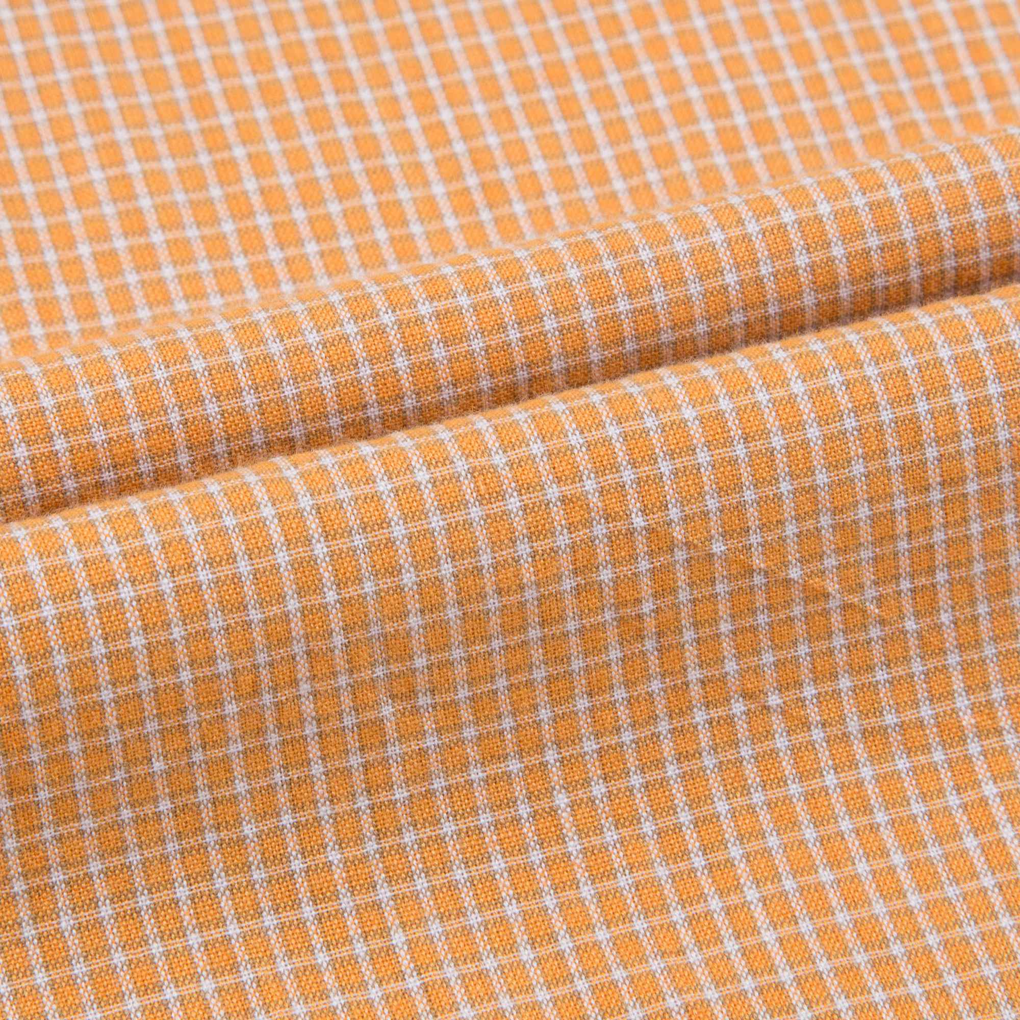 Girls Orange Microcheck Cotton Woven Blouse