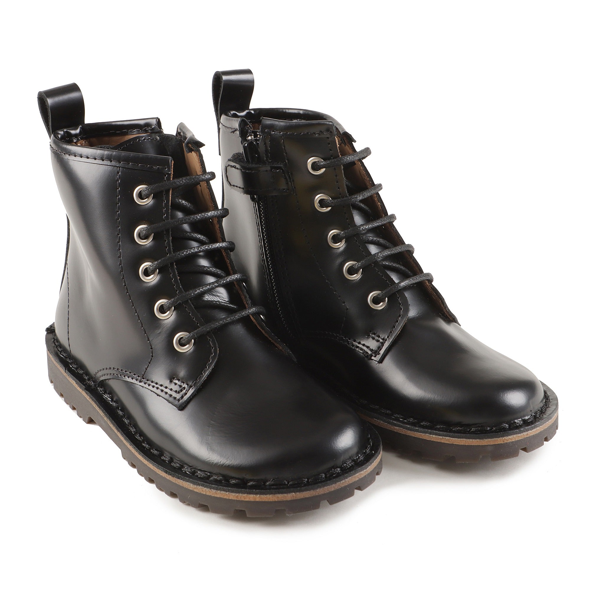 Boys & Girls Black Leather Boots