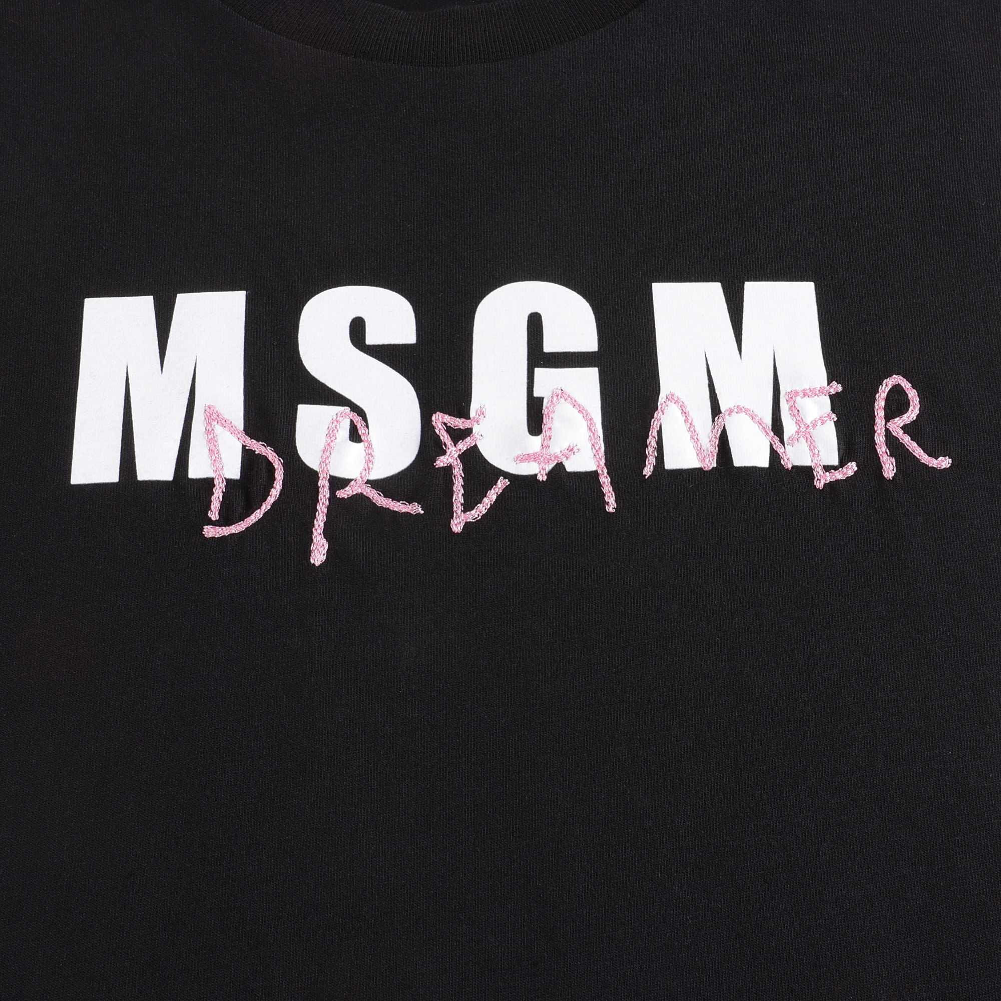Girls Black Logo Cotton T-Shirt