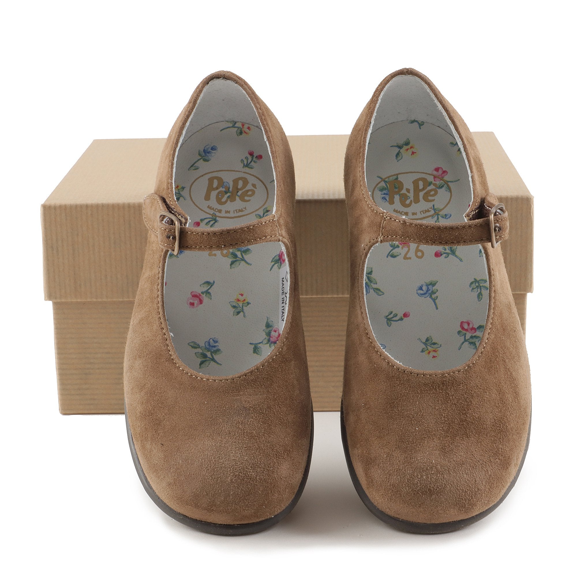 Girls Brown Leather Flat Shoes