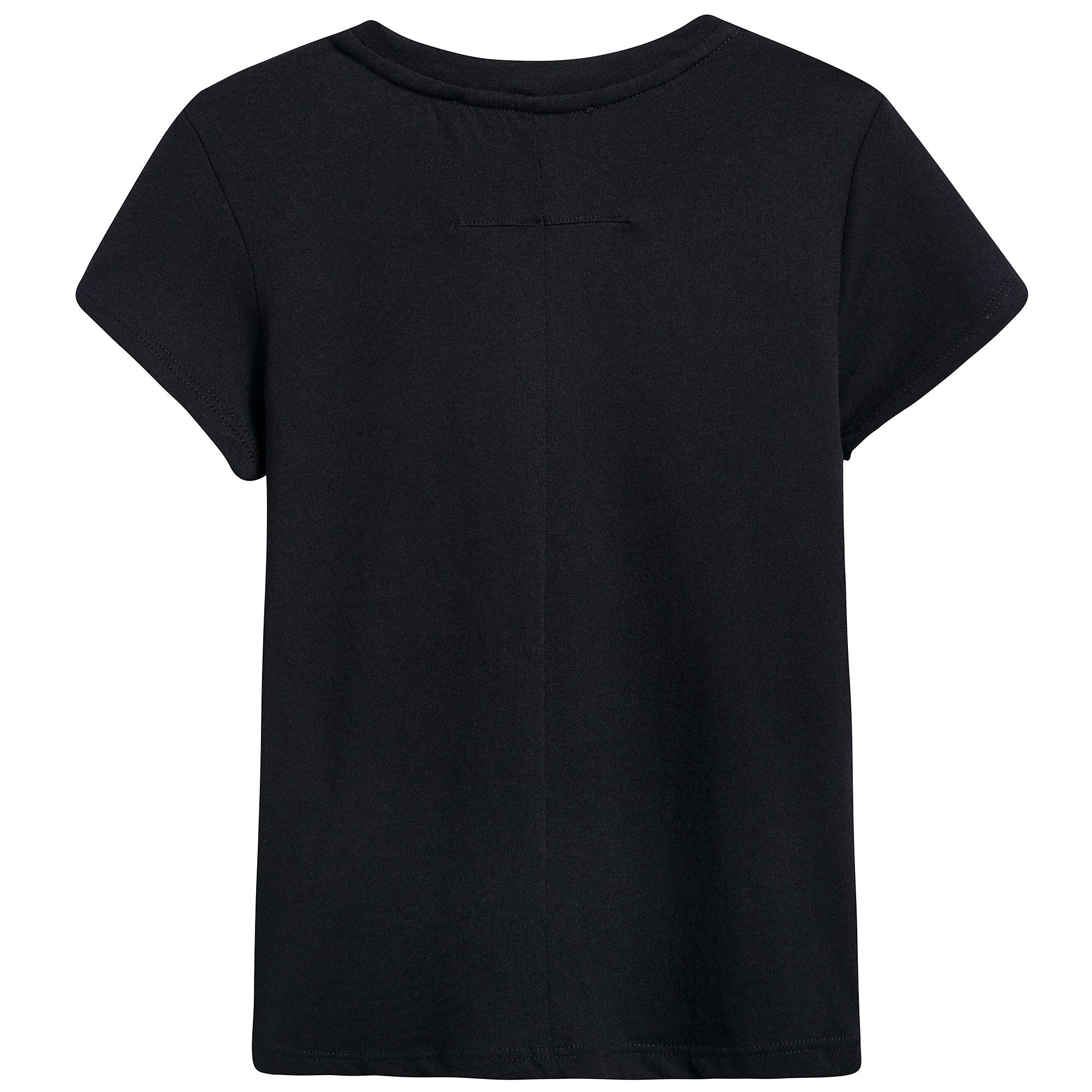 Girls Black Cotton Logo T-shirt