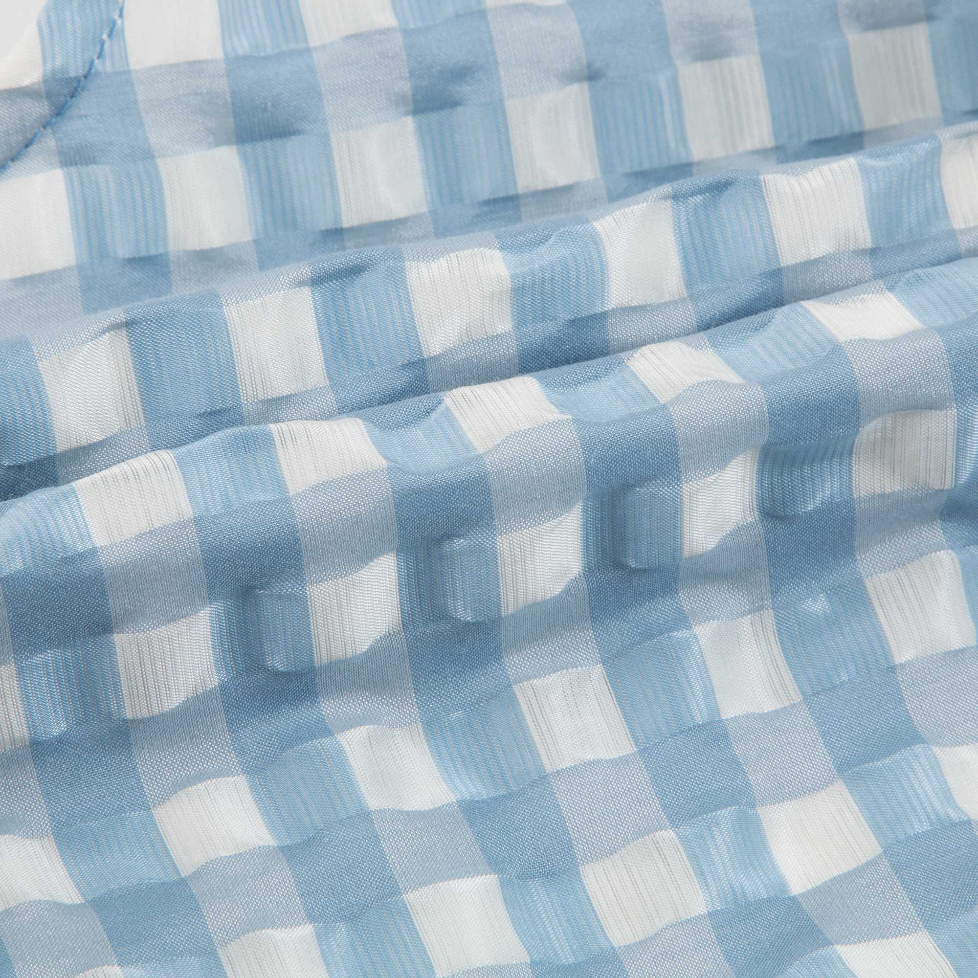 Girls Pale Blue Check Woven Top