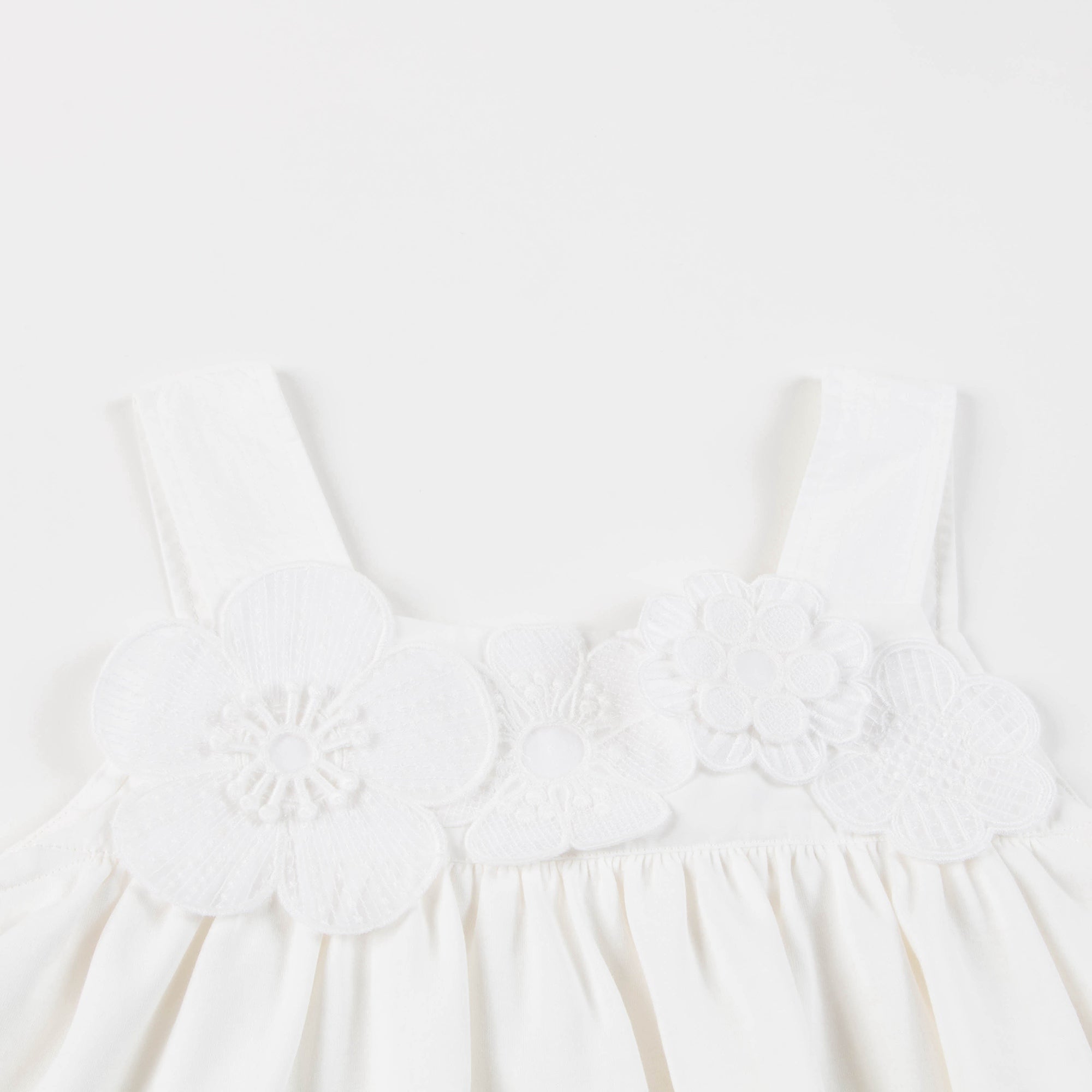 Girls Off White Cotton Dress