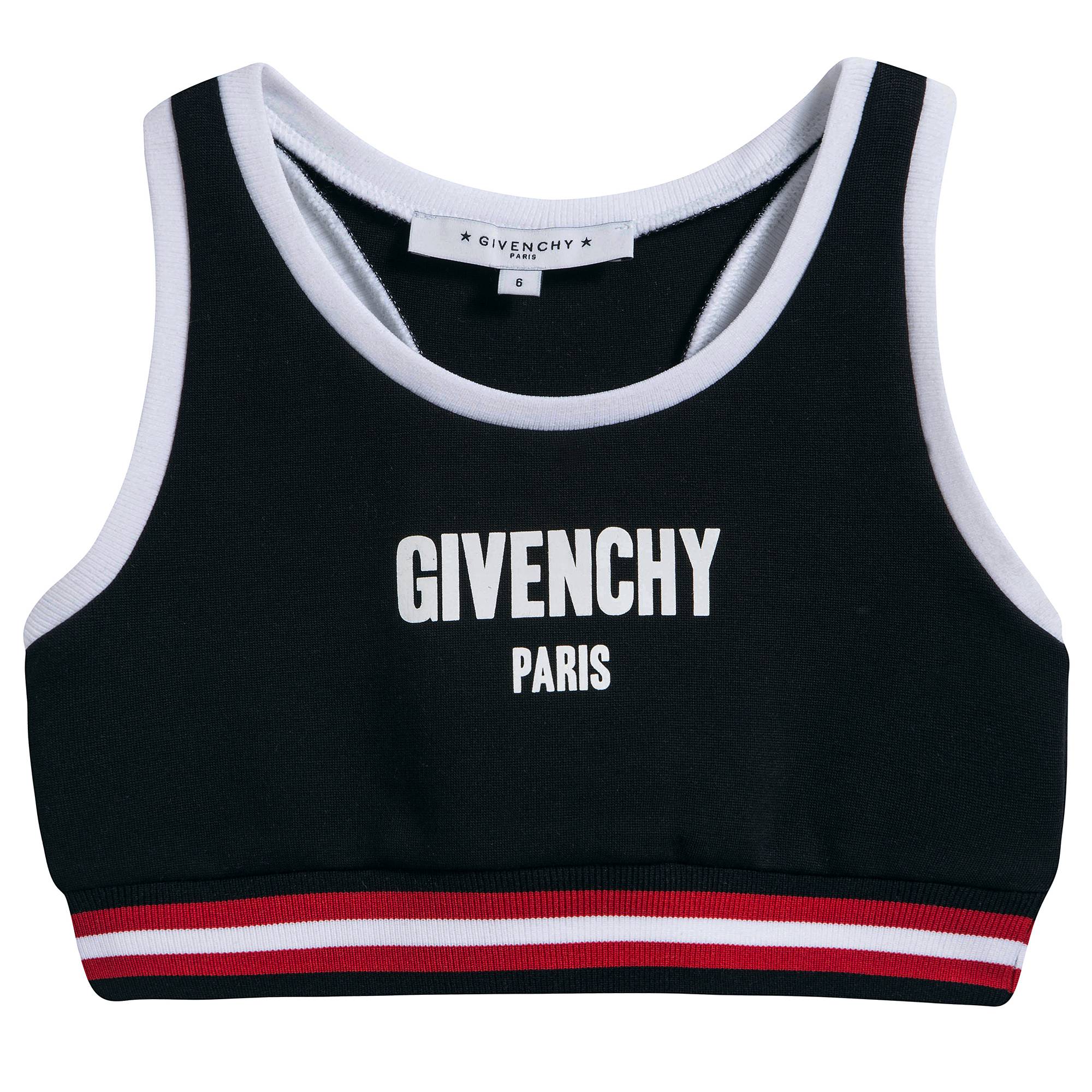 Girls Black Cropped Logo Cotton Top