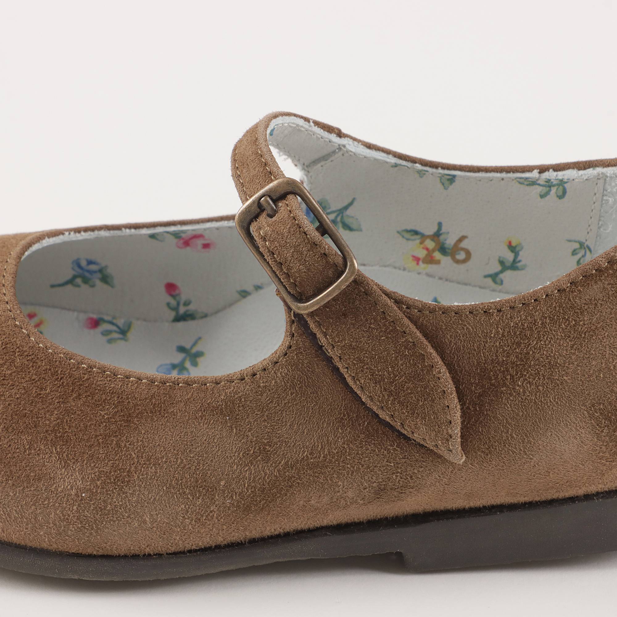 Girls Brown Leather Flat Shoes