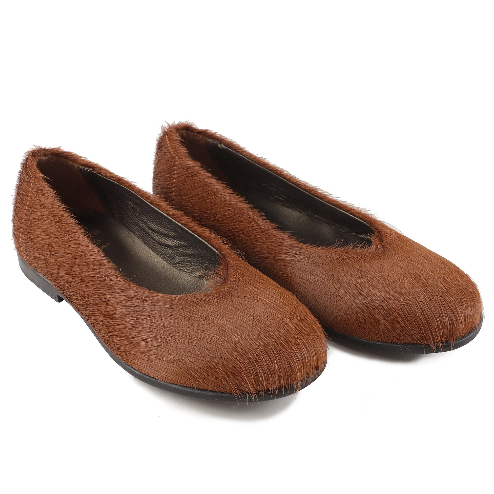 Girls Brown Leather Flat Shoes