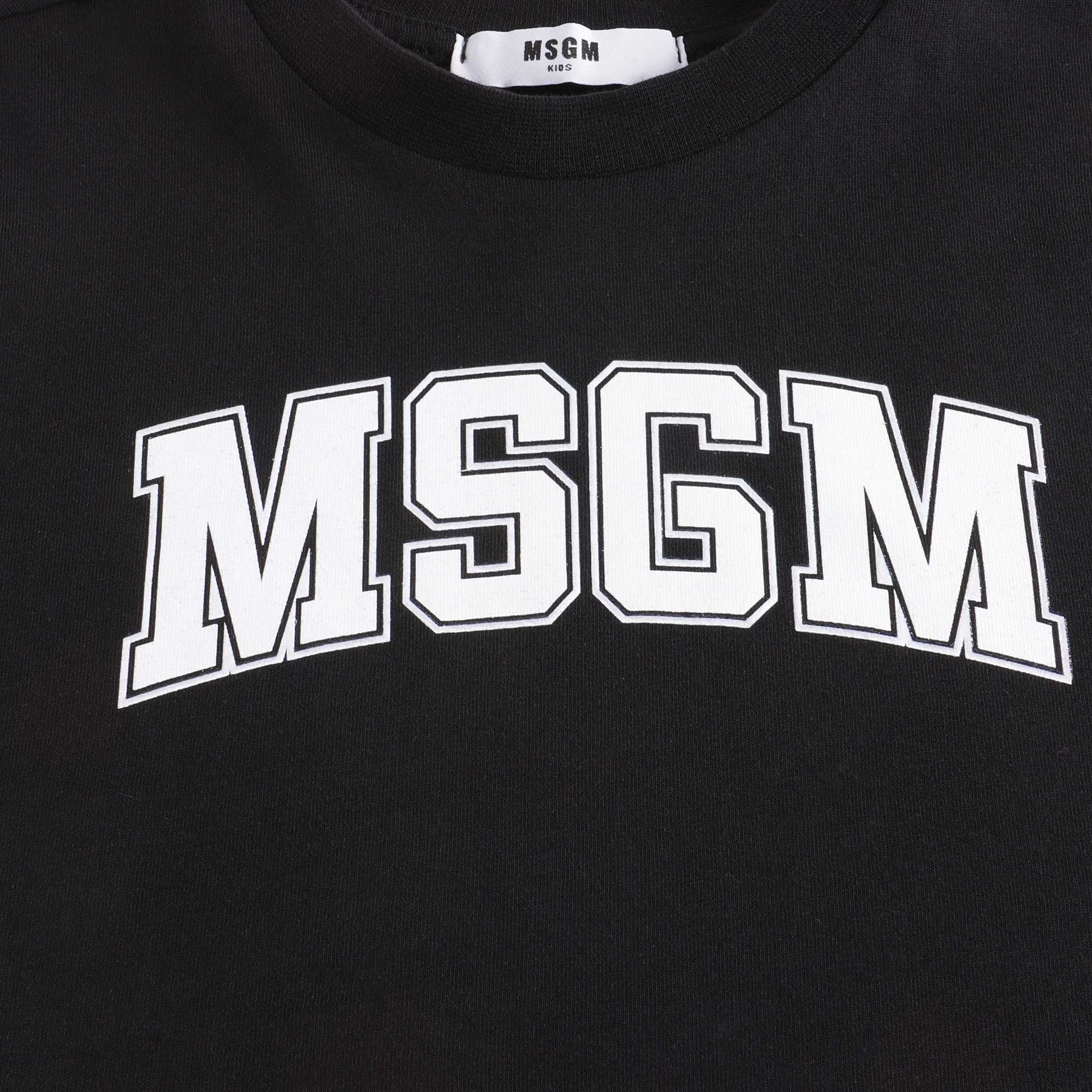 Girls Black Logo Cotton T-Shirt